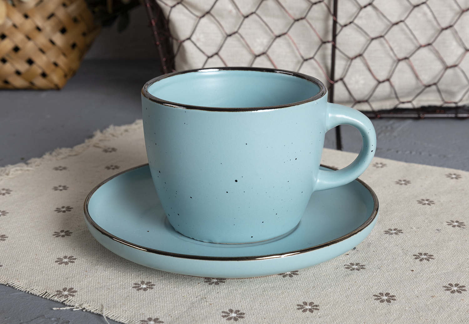 CHANGSHA HAPPY GO  Speckled Matte Blue Stoneware Tableware Set with Rustic Charm Finish |happygodinnerware.com