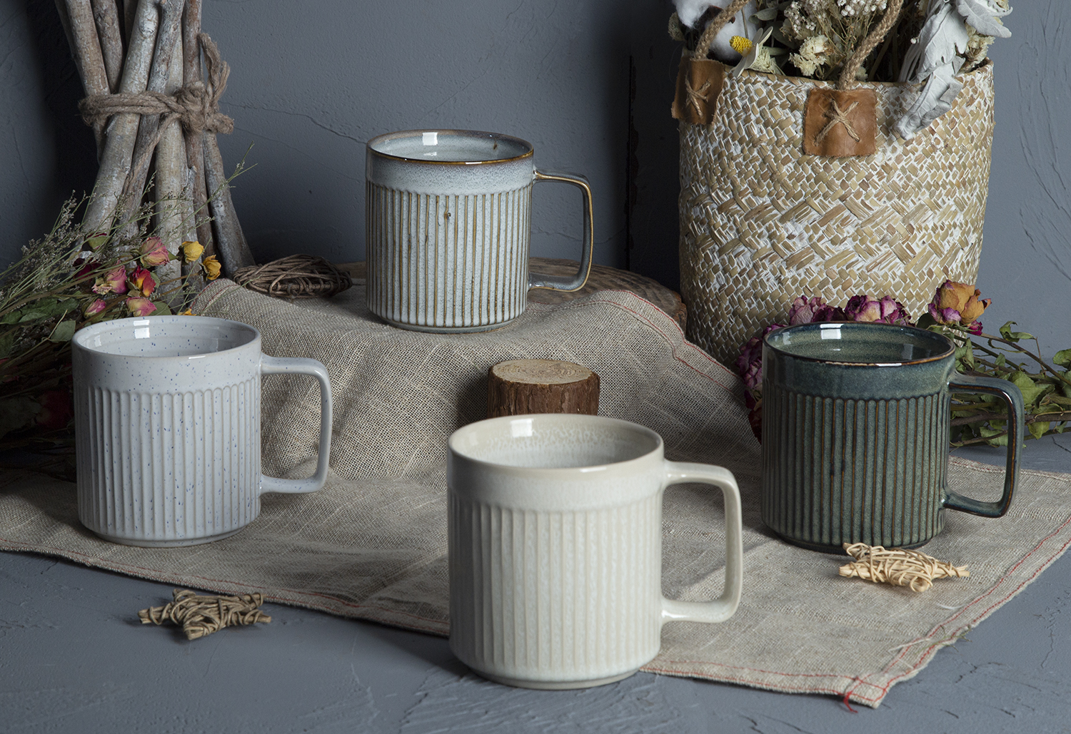 CHANGSHA HAPPY GO Reactive Glaze Embossed Ceramic Mugs |happygodinnerware.com