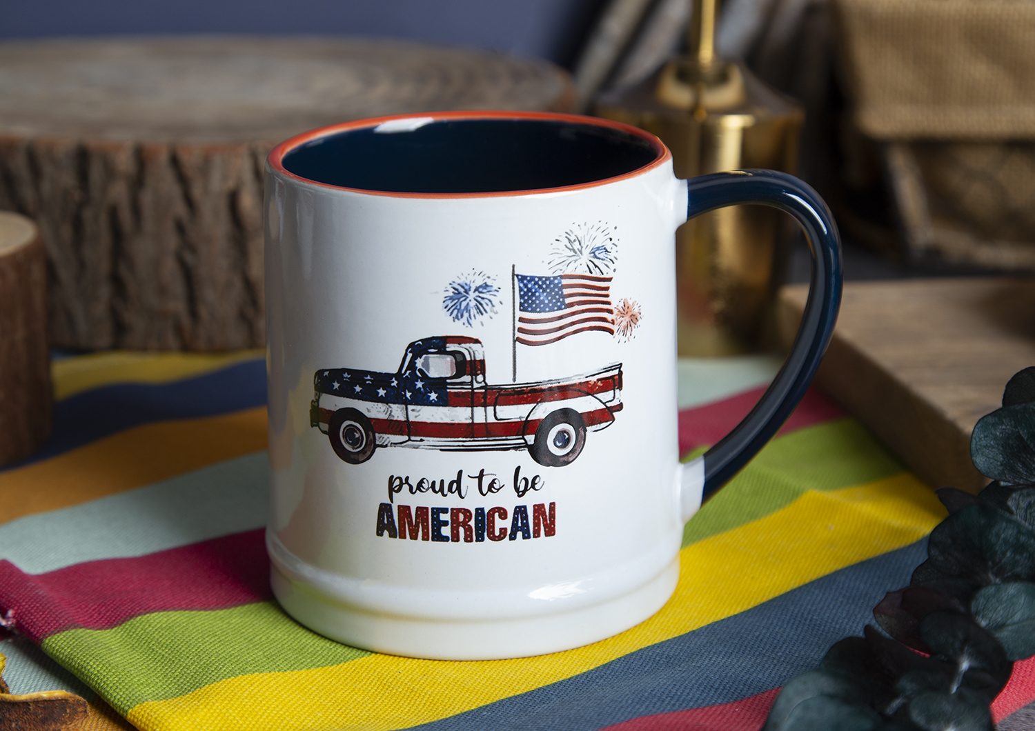 CHANGSHA HAPPY GO  Patriotic American Style Stoneware Decal Mug Set with USA Flag and Independence Day Designs  |happygodinnerware.com