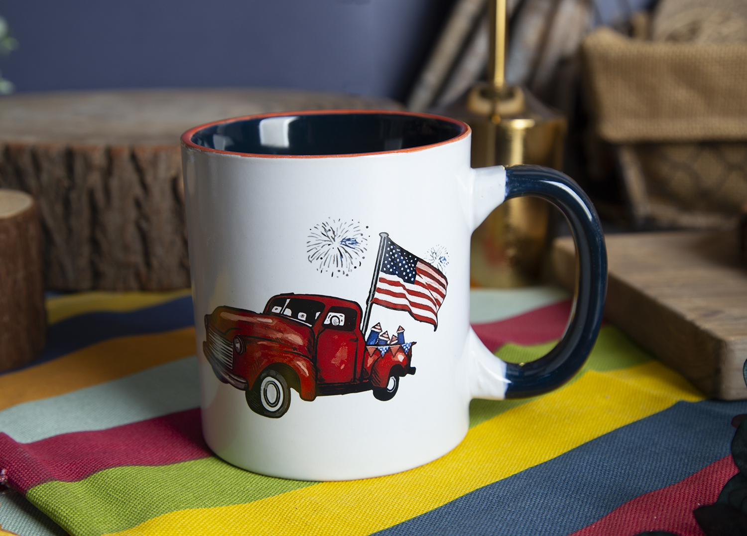 CHANGSHA HAPPY GO  Patriotic American Style Stoneware Decal Mug Set with USA Flag and Independence Day Designs  |happygodinnerware.com