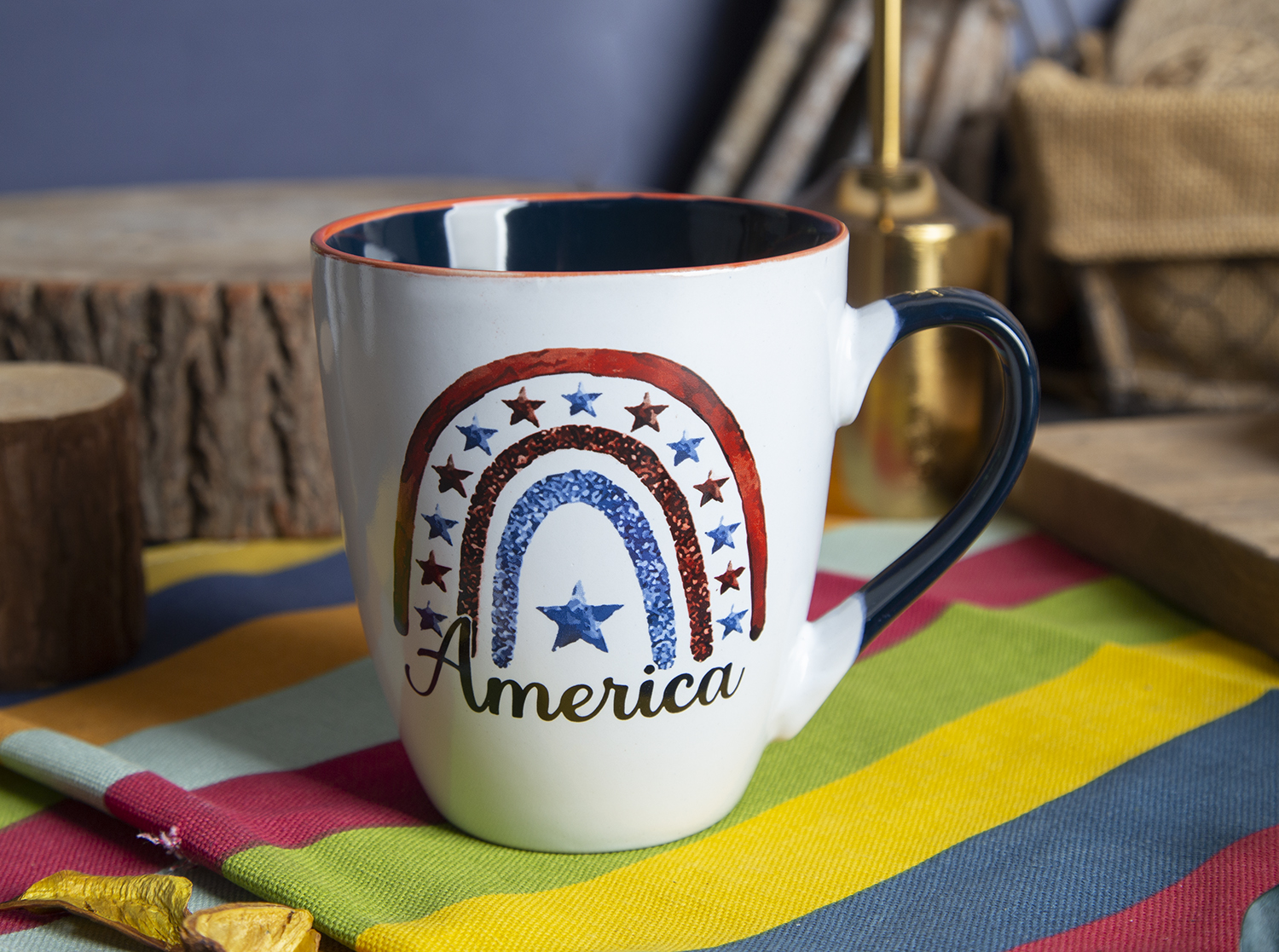 CHANGSHA HAPPY GO  Patriotic American Style Stoneware Decal Mug Set with USA Flag and Independence Day Designs  |happygodinnerware.com