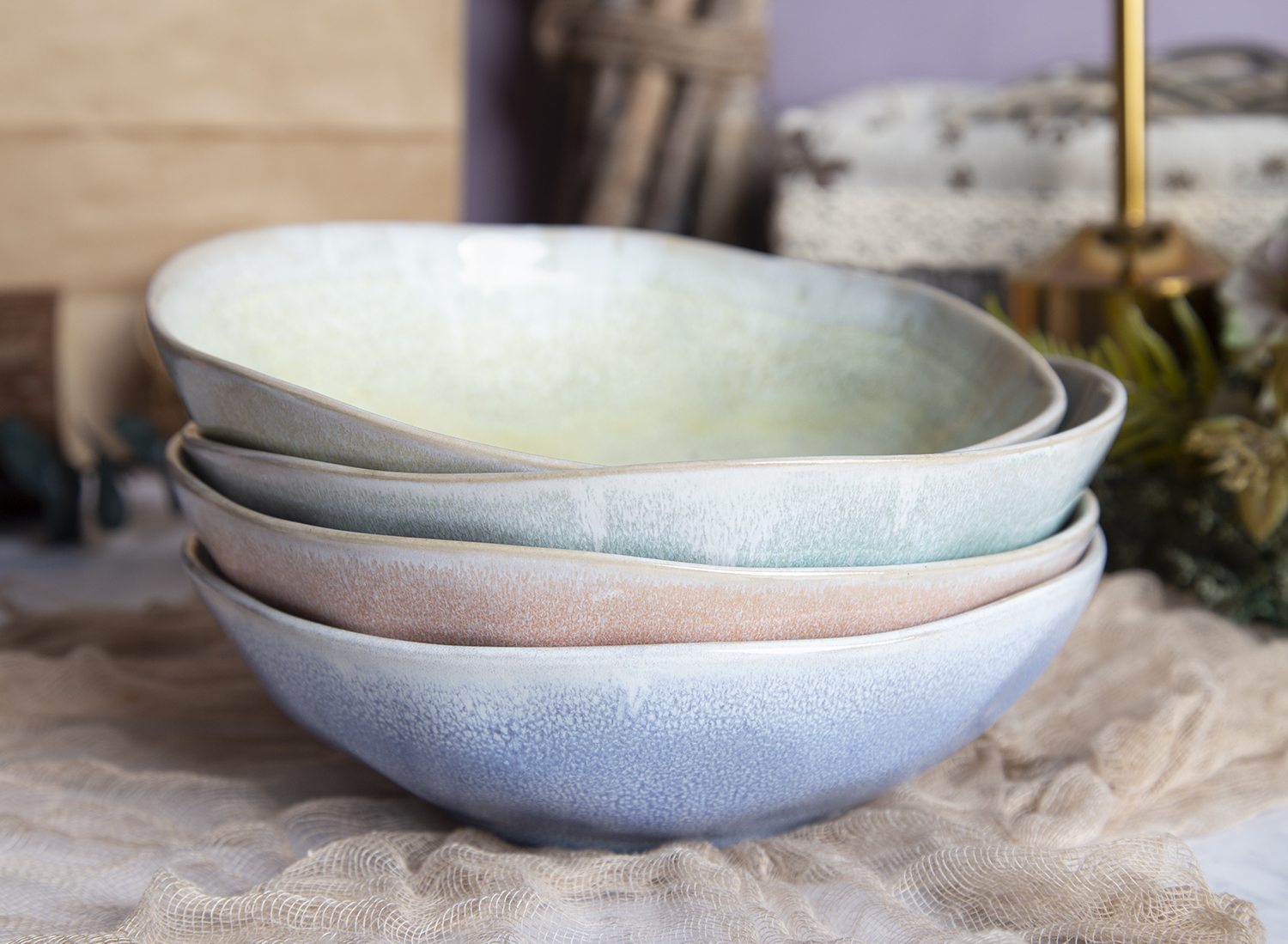 CHANGSHA HAPPY GO Colorful Reactive Glaze Stoneware Mixed Style Dinnerware Set for Contemporary Dining  |happygodinnerware.com