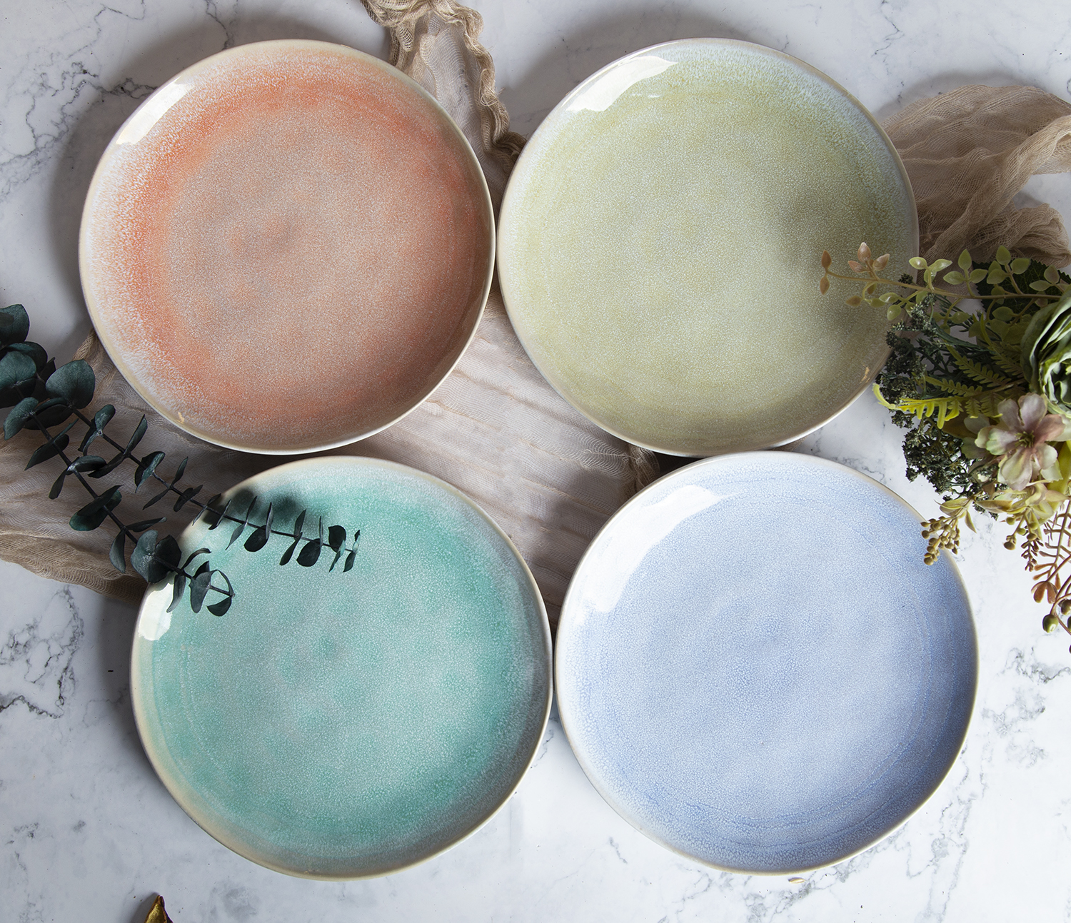 CHANGSHA HAPPY GO Colorful Reactive Glaze Stoneware Mixed Style Dinnerware Set for Contemporary Dining  |happygodinnerware.com