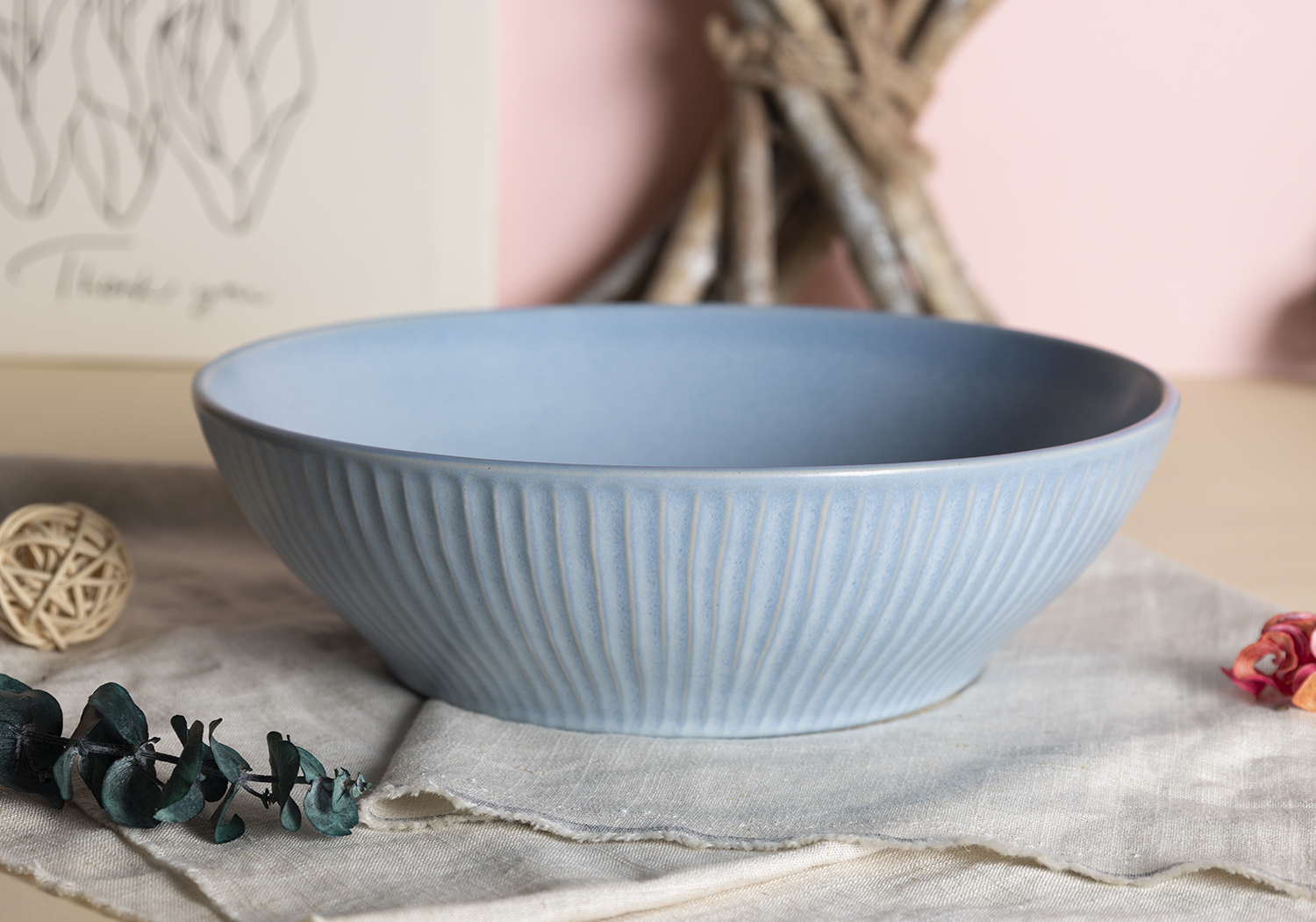 CHANGSHA HAPPY GO  Embossed Striped Reactive Glaze Stoneware Western Dining Plate Set for Modern Table Settings  |happygodinnerware.com