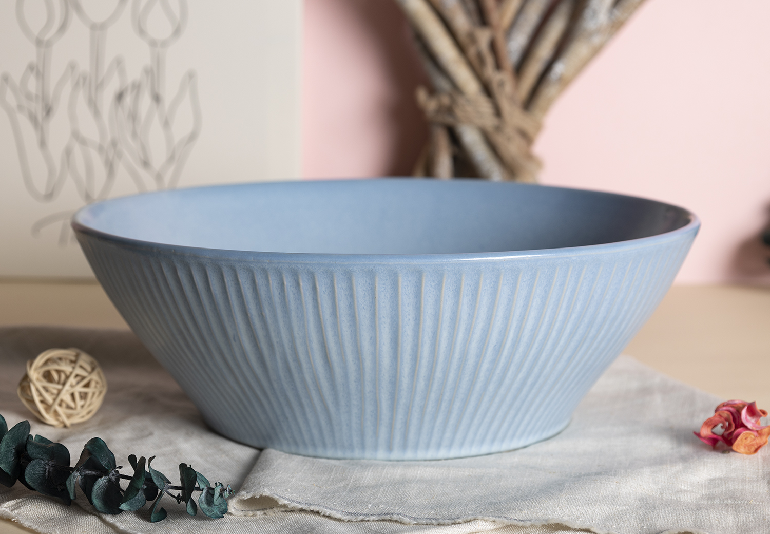 CHANGSHA HAPPY GO  Embossed Striped Reactive Glaze Stoneware Western Dining Plate Set for Modern Table Settings  |happygodinnerware.com