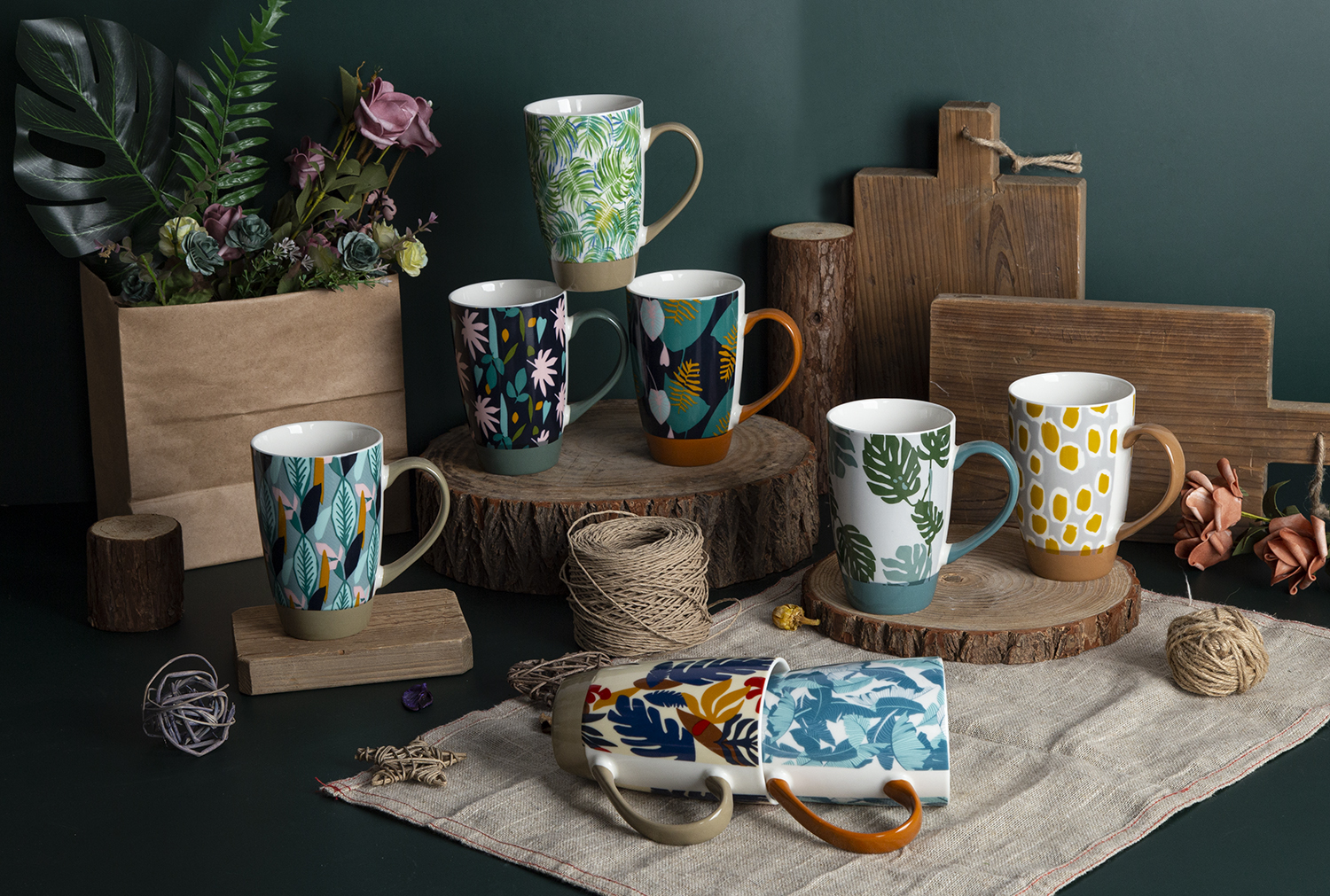 CHANGSHA HAPPY GO New Bone China Color Glaze and Transfer Printed Mug Collection |Dopamine Series Ceramics|happygodinnerware.com