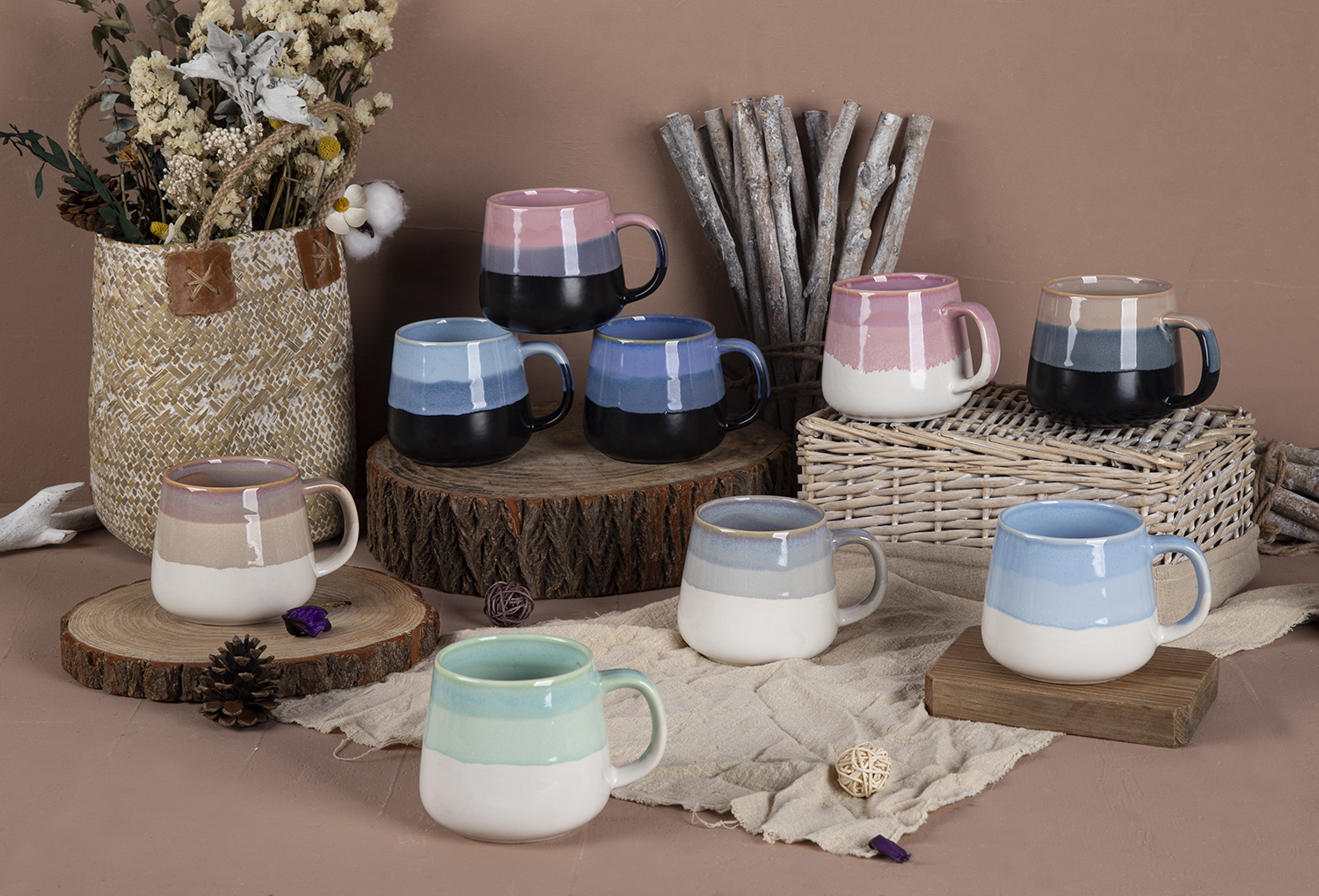 CHANGSHA HAPPY GO Skyline Dip Reactive Glaze New Bone China Mug Collection |Dopamine Series Ceramics|happygodinnerware.com