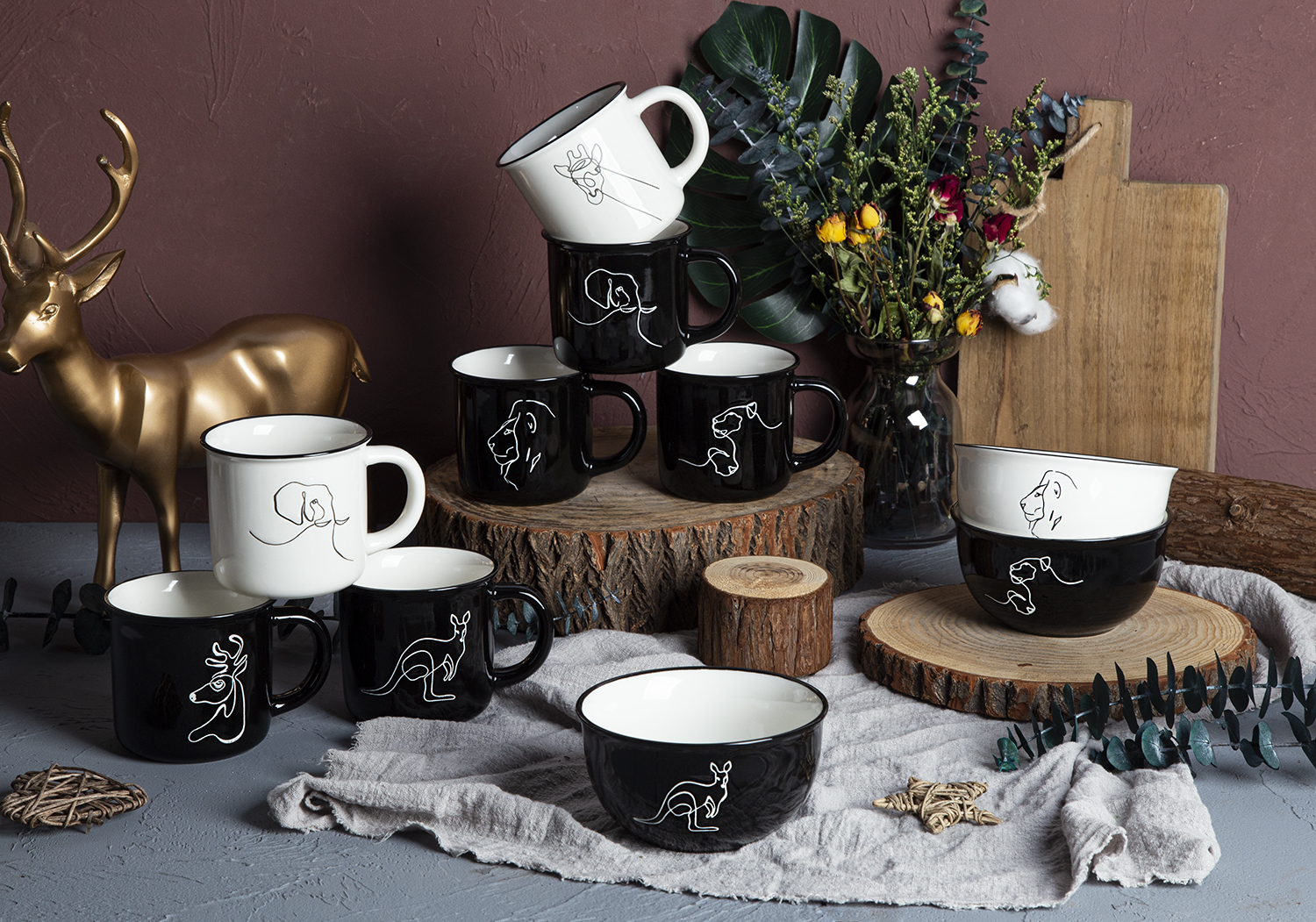 CHANGSHA HAPPY GO New Bone China Screen Printing Animal Pattern Mugs | happygodinnerware.com
