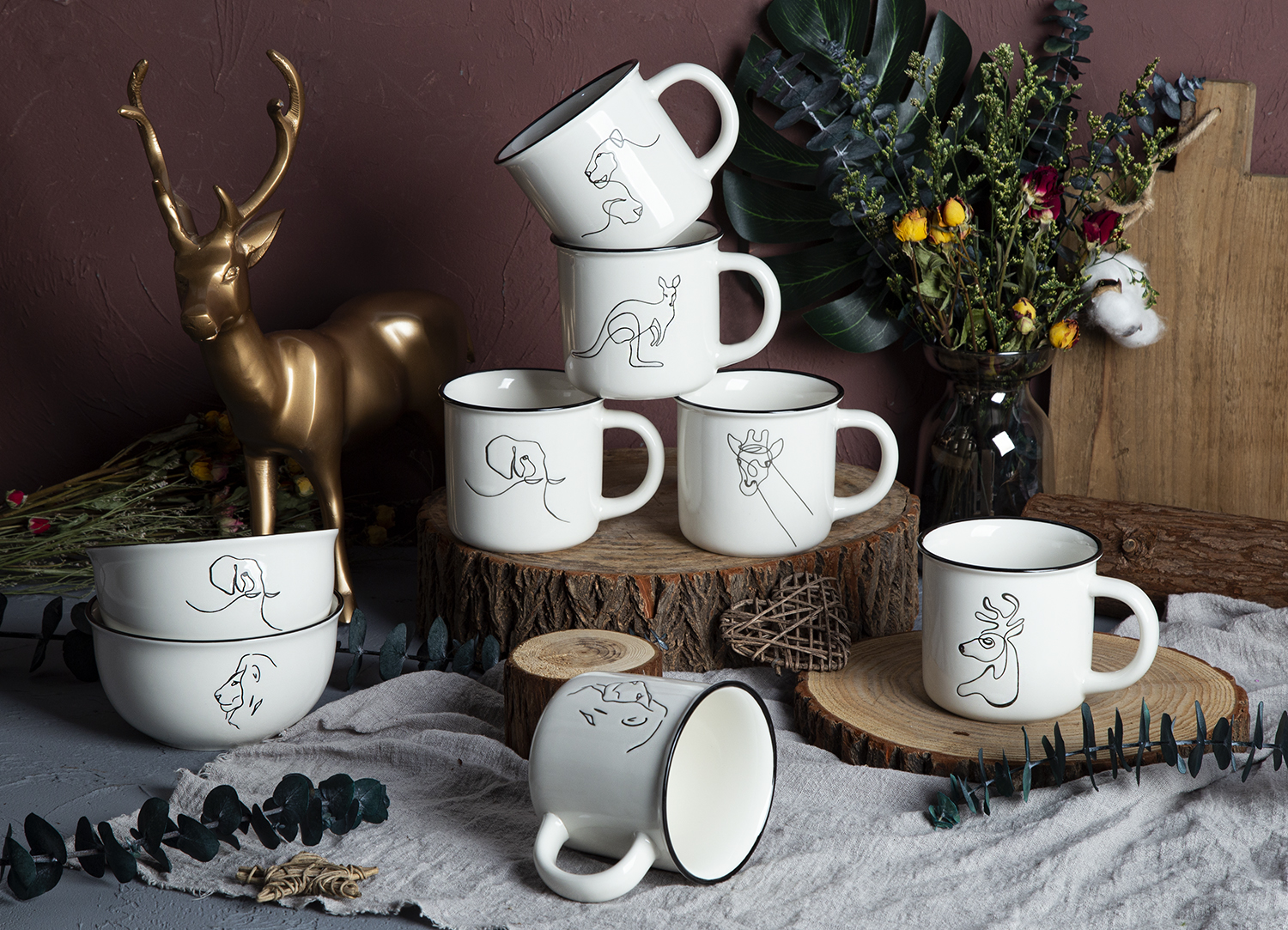 CHANGSHA HAPPY GO New Bone China Screen Printing Animal Pattern Mugs | happygodinnerware.com