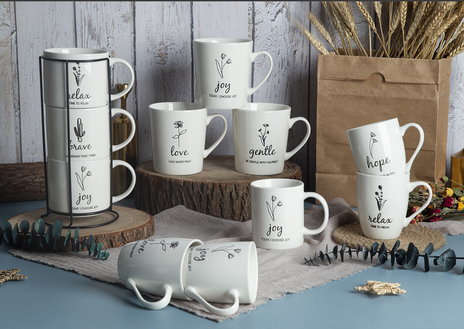 CHANGSHA HAPPY GO New Bone China Underglaze Screen Printing Inspirational Mug Set | happygodinnerware.com