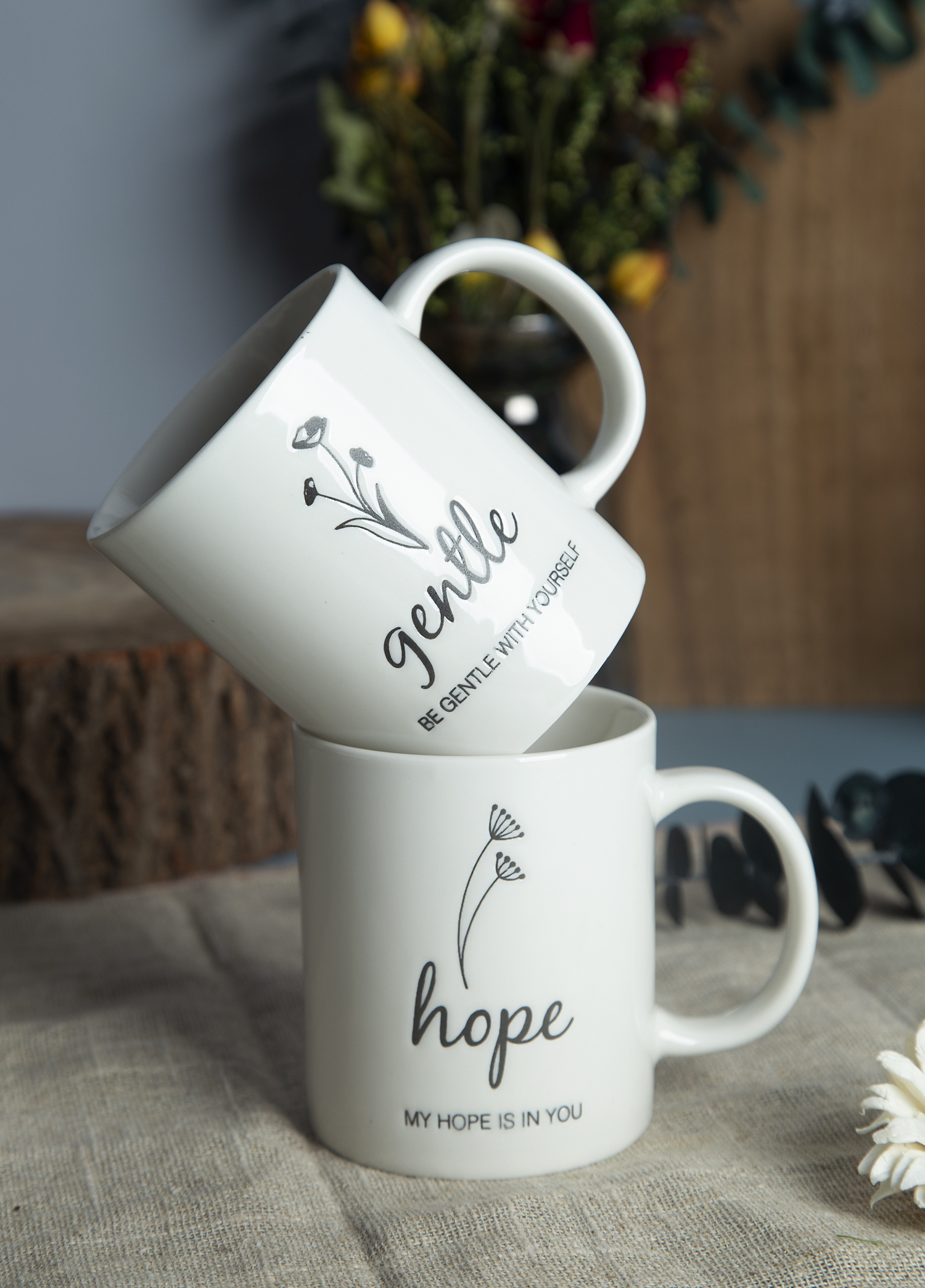 CHANGSHA HAPPY GO New Bone China Underglaze Screen Printing Inspirational Mug Set | happygodinnerware.com