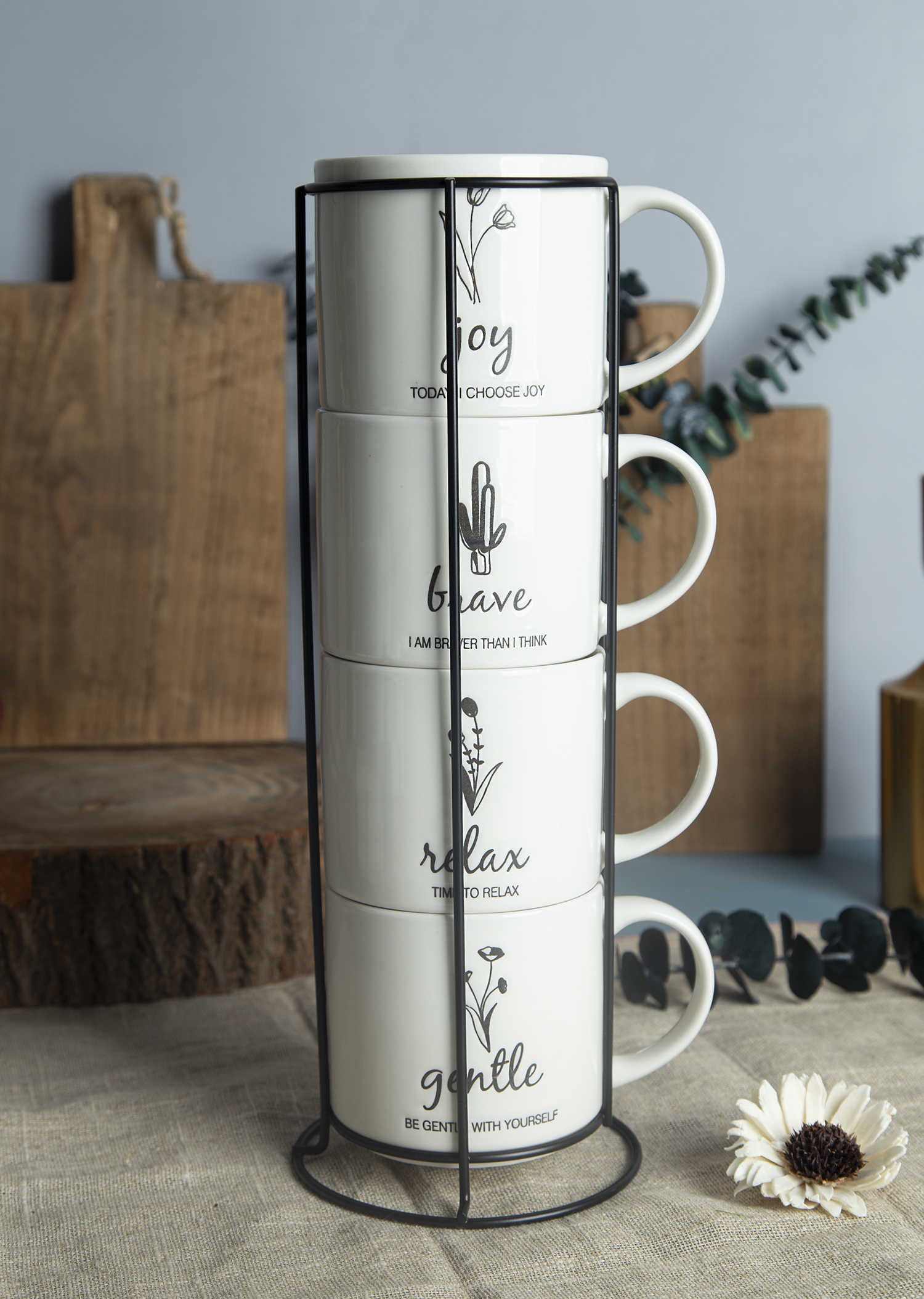 CHANGSHA HAPPY GO New Bone China Underglaze Screen Printing Inspirational Mug Set | happygodinnerware.com