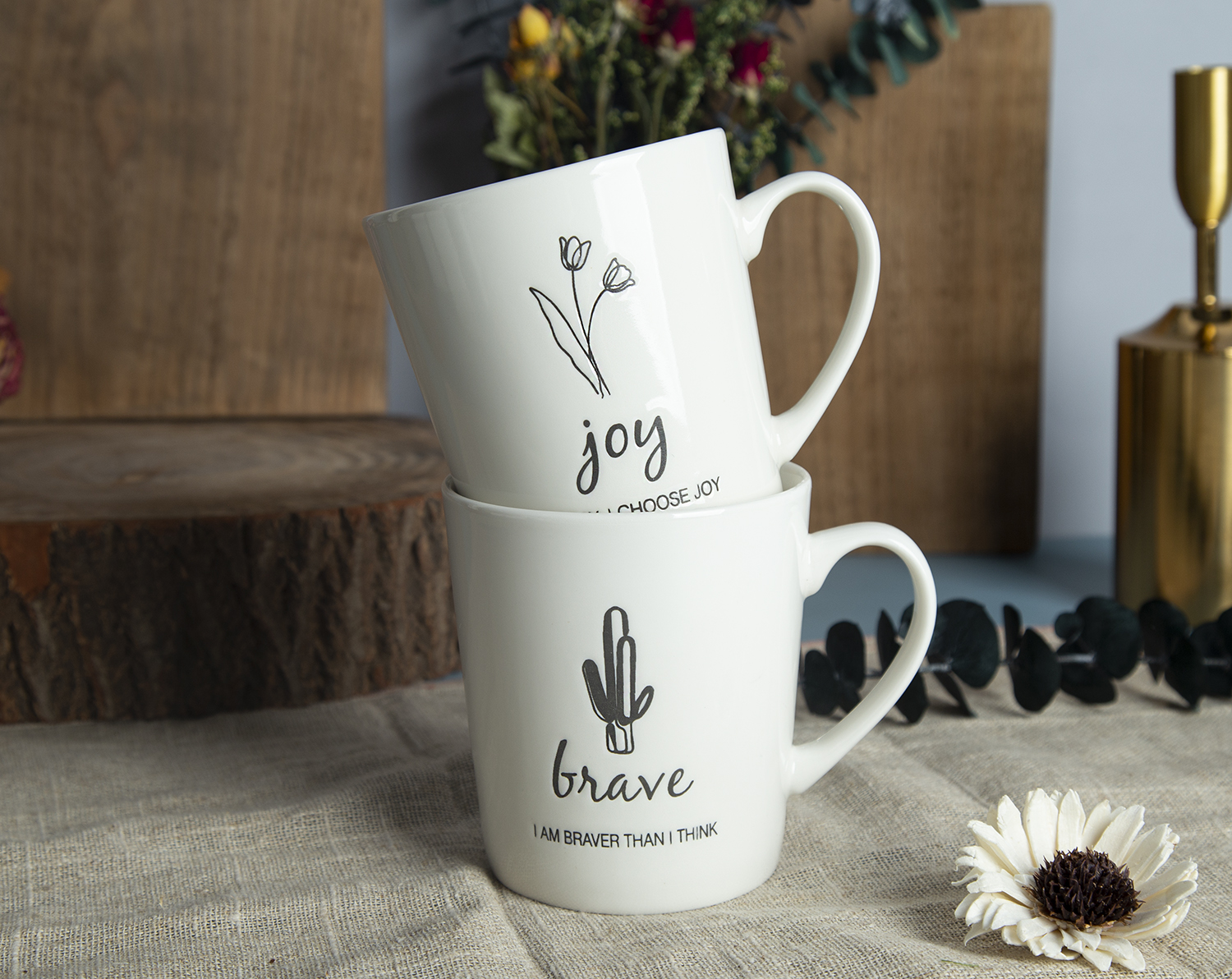 CHANGSHA HAPPY GO New Bone China Underglaze Screen Printing Inspirational Mug Set | happygodinnerware.com