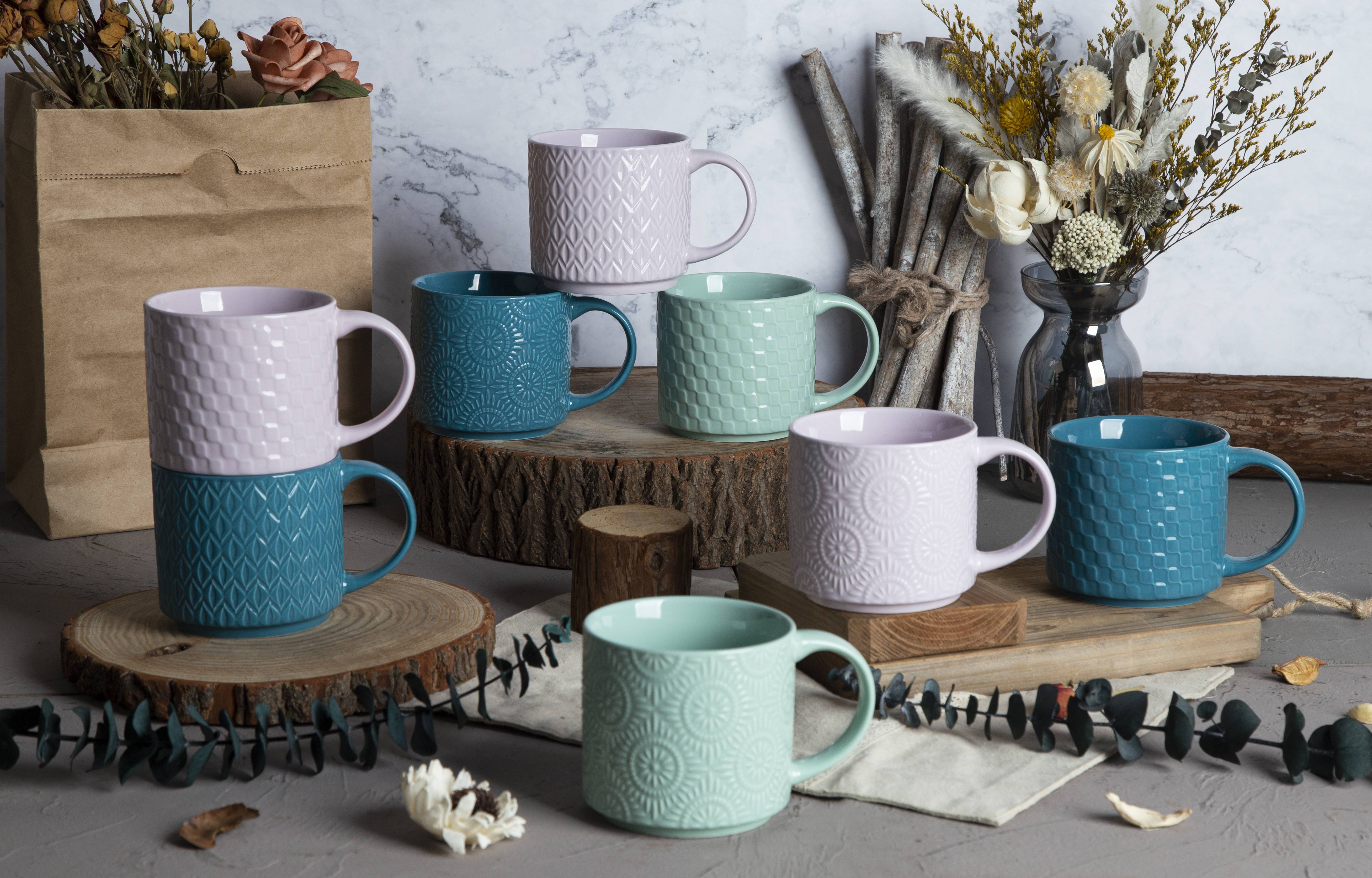 CHANGSHA HAPPY GO New Bone China with Embossed Craft Mug Set | happygodinnerware.com