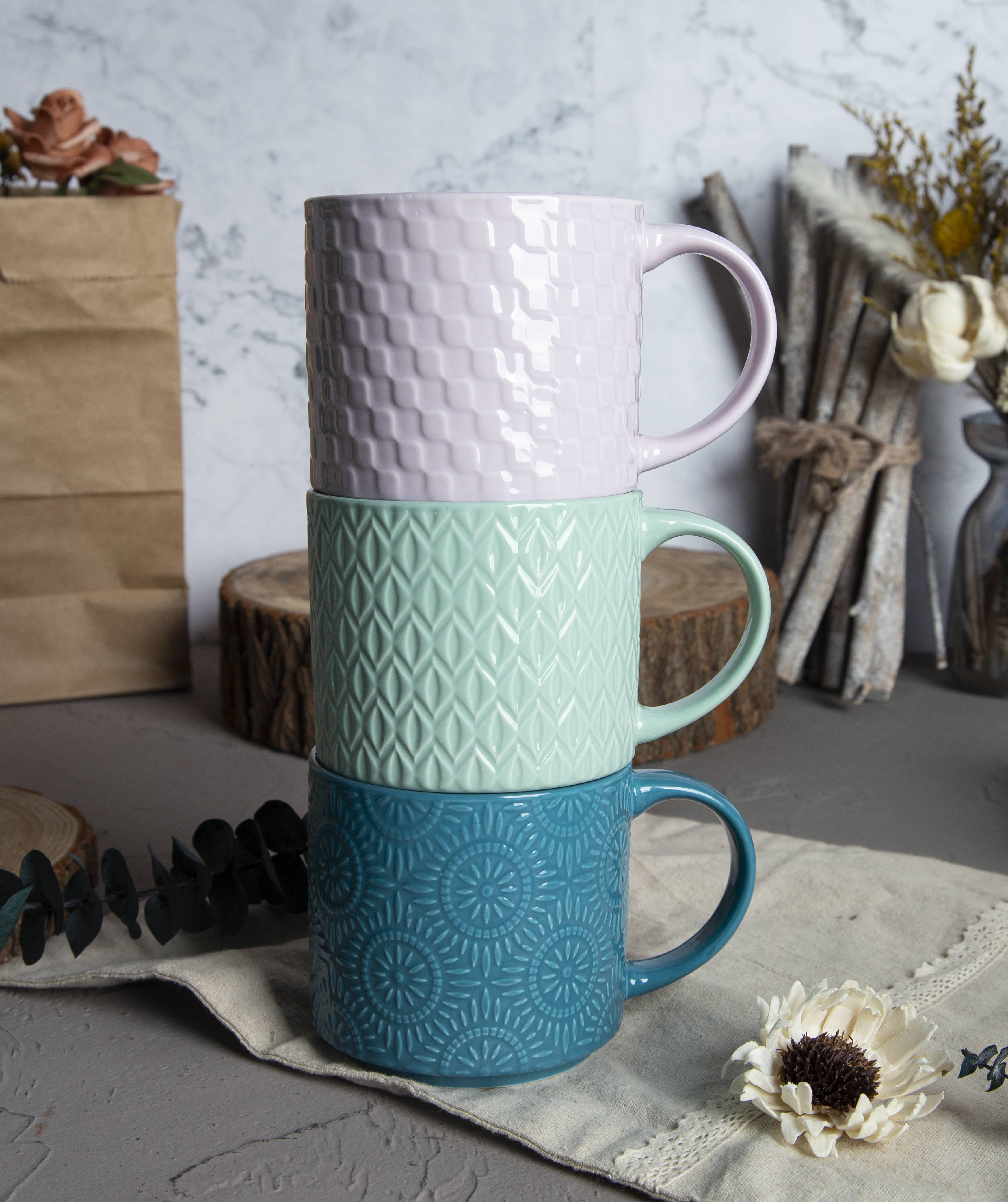 CHANGSHA HAPPY GO New Bone China with Embossed Craft Mug Set | happygodinnerware.com