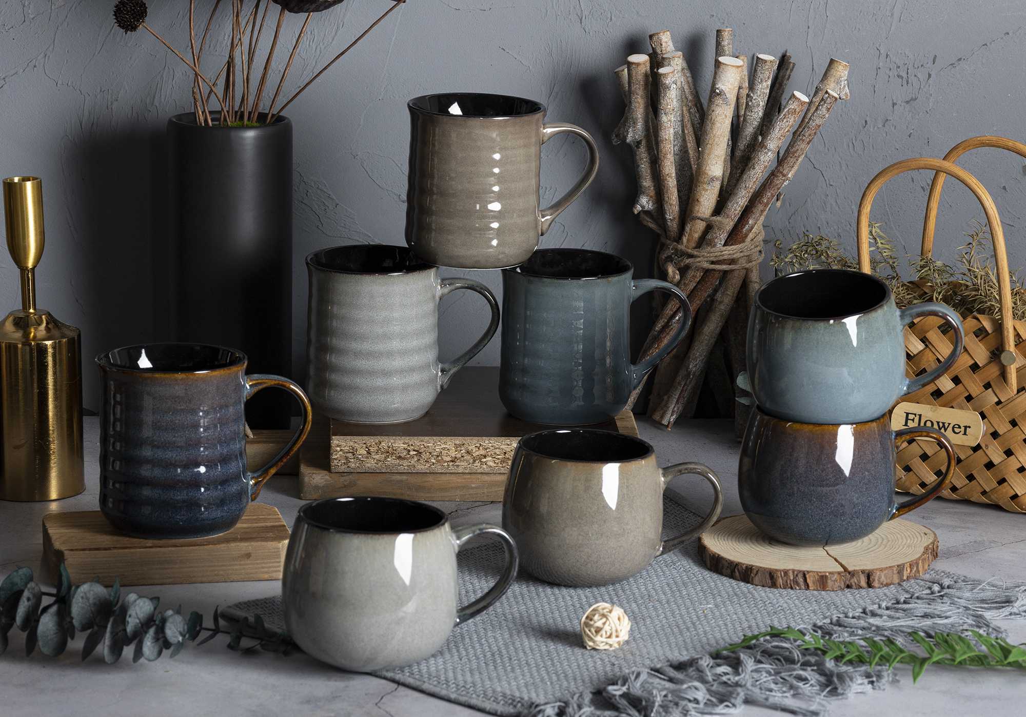 CHANGSHA HAPPY GO Handcrafted Reactive Glaze Ceramic Mug Set with Smooth Round Design and Earthy Tones |happygodinnerware.com