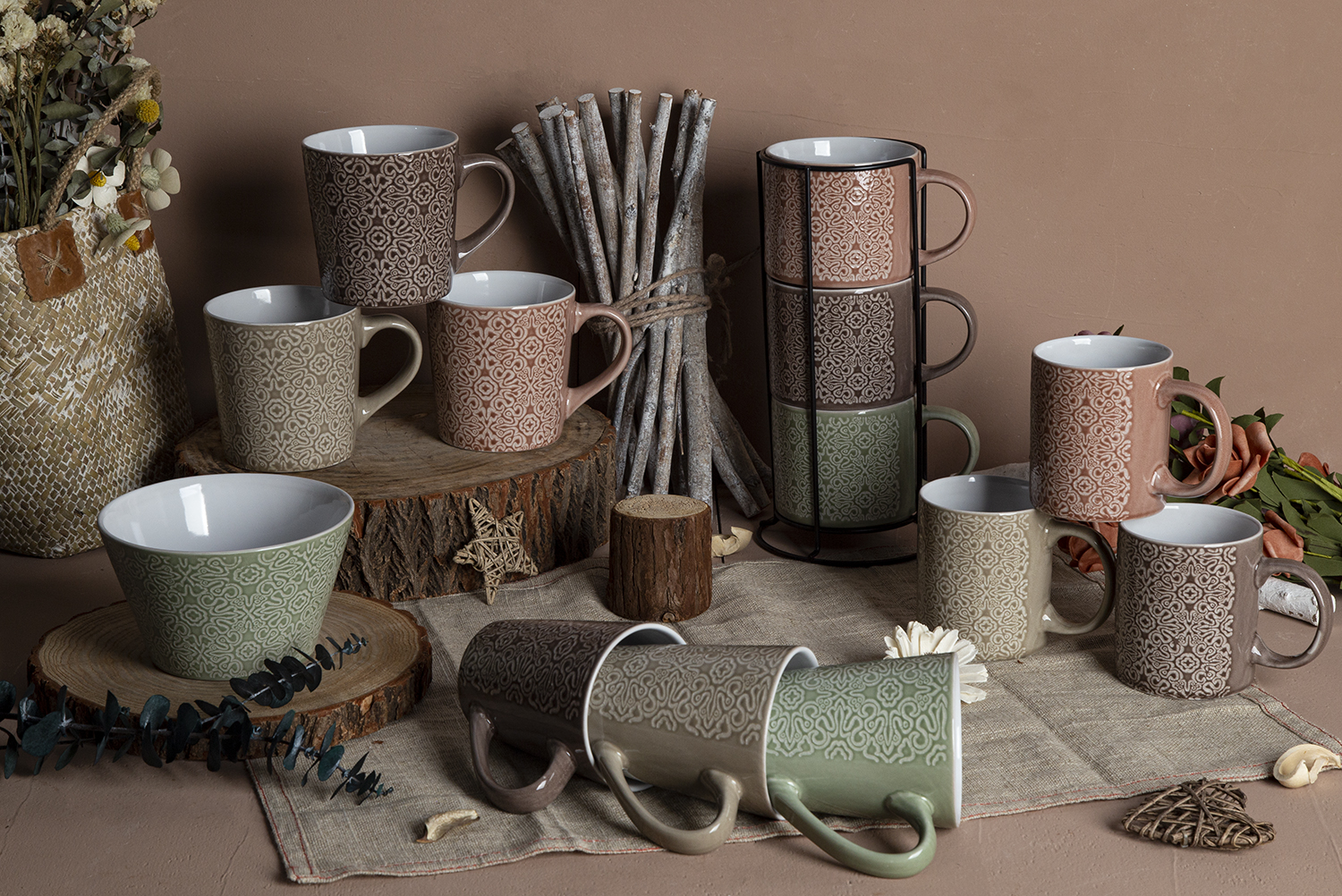 CHANGSHA HAPPY GO Stoneware with Reactive Glaze and Pad Printing Craft Mug Set | happygodinnerware.com