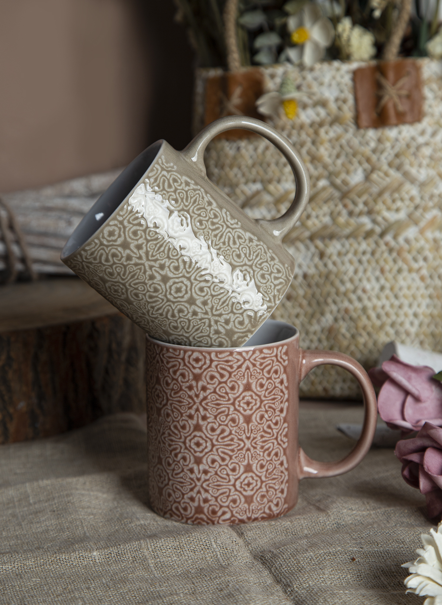 CHANGSHA HAPPY GO Stoneware with Reactive Glaze and Pad Printing Craft Mug Set | happygodinnerware.com
