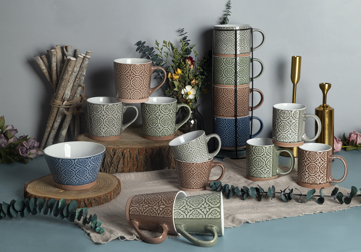 CHANGSHA HAPPY GO Ceramic Mugs with Embossed Glaze | happygodinnerware.com
