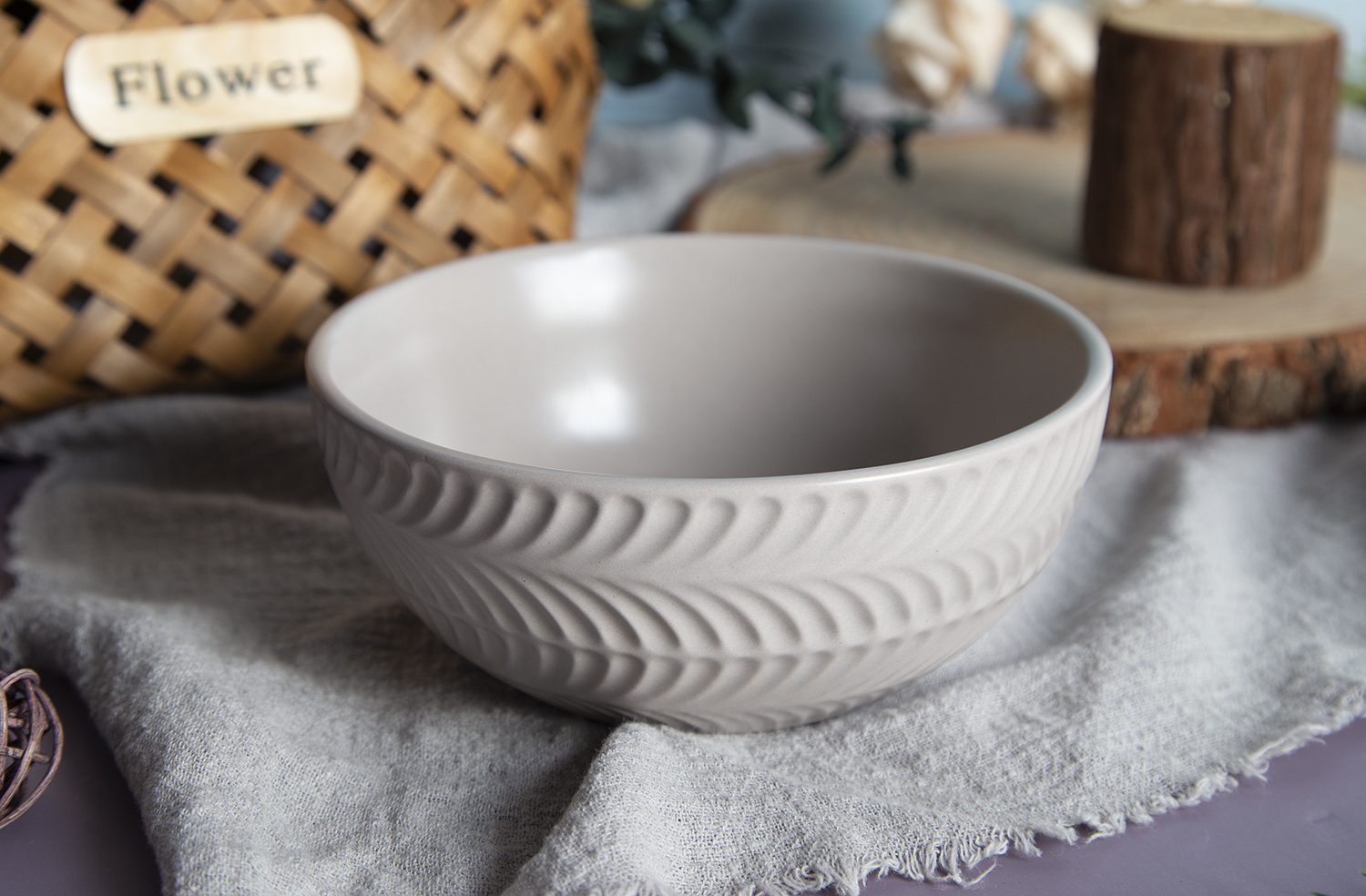 CHANGSHA HAPPY GO Ceramic Embossed Bowl | happygodinnerware.com