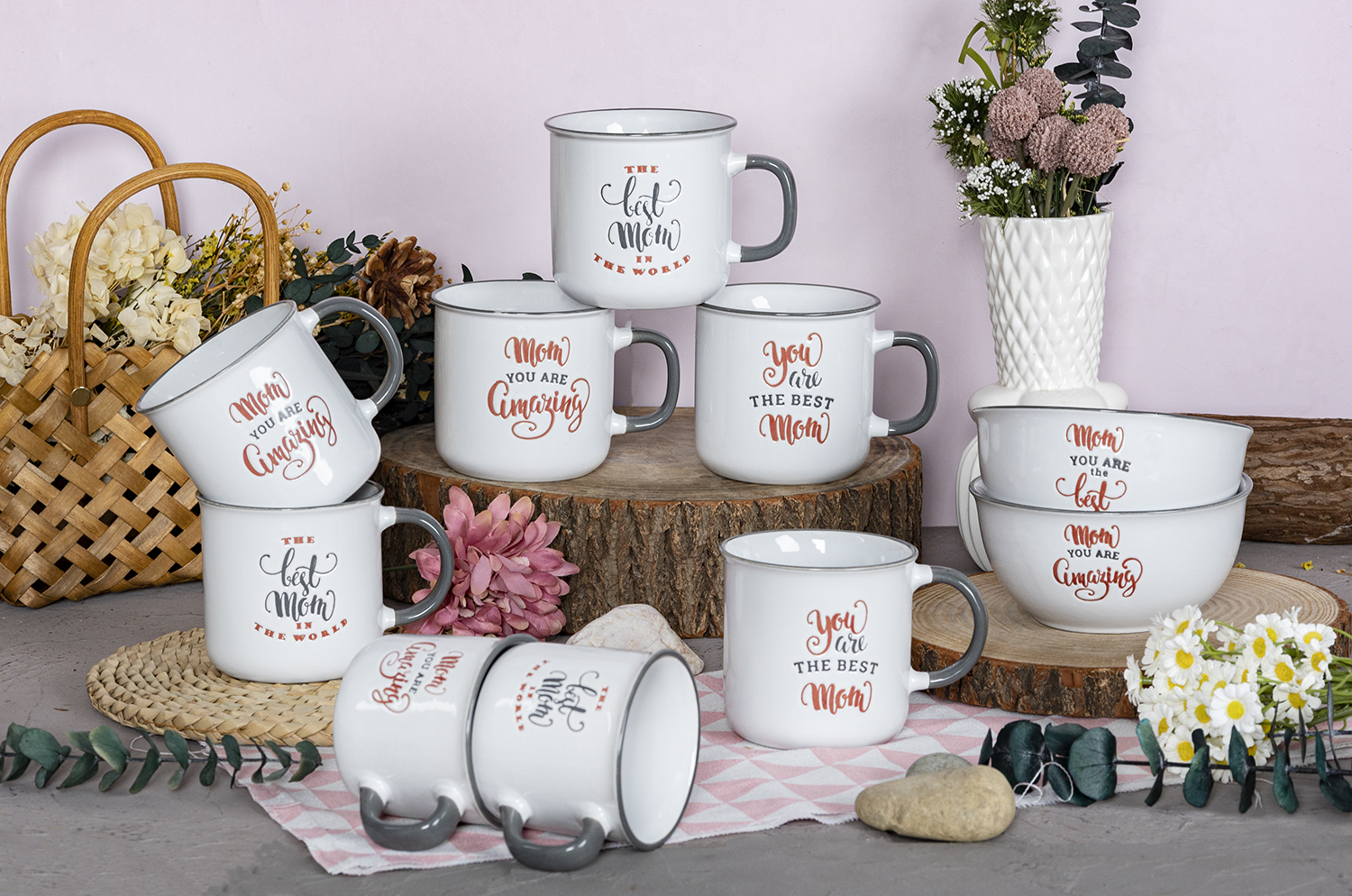 CHANGSHA HAPPY GO Mother’s Day Silkscreen Printed Stoneware Mug and Bowl Set with Heartwarming Quotes for Mom |happygodinnerware.com
