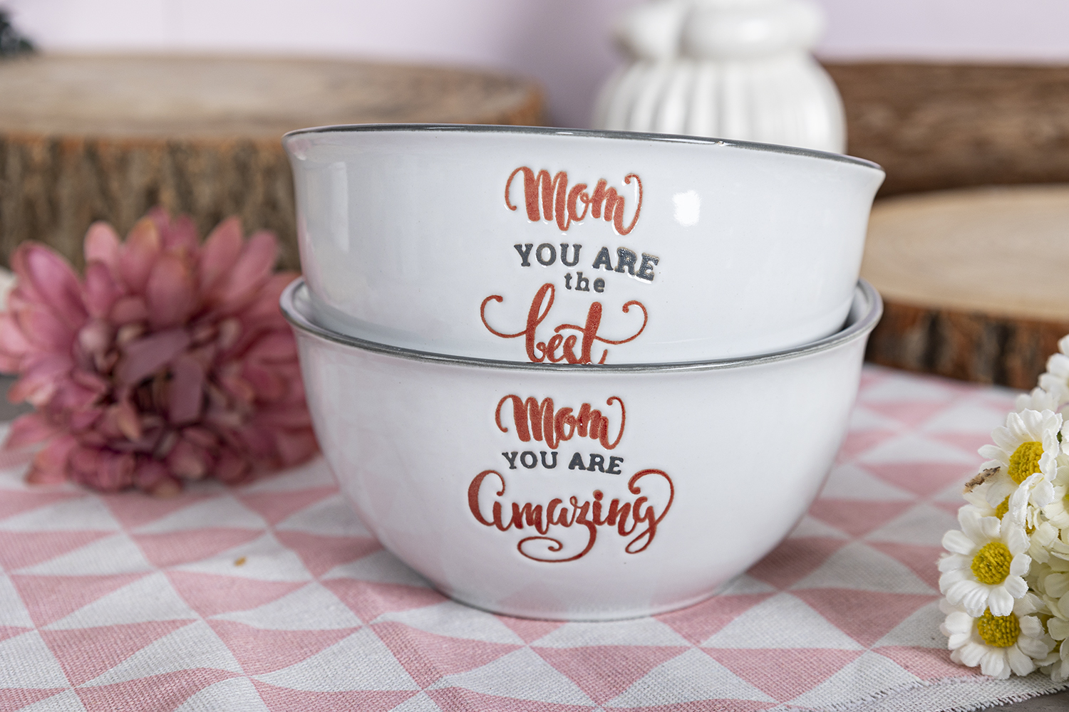 CHANGSHA HAPPY GO Mother’s Day Silkscreen Printed Stoneware Mug and Bowl Set with Heartwarming Quotes for Mom |happygodinnerware.com