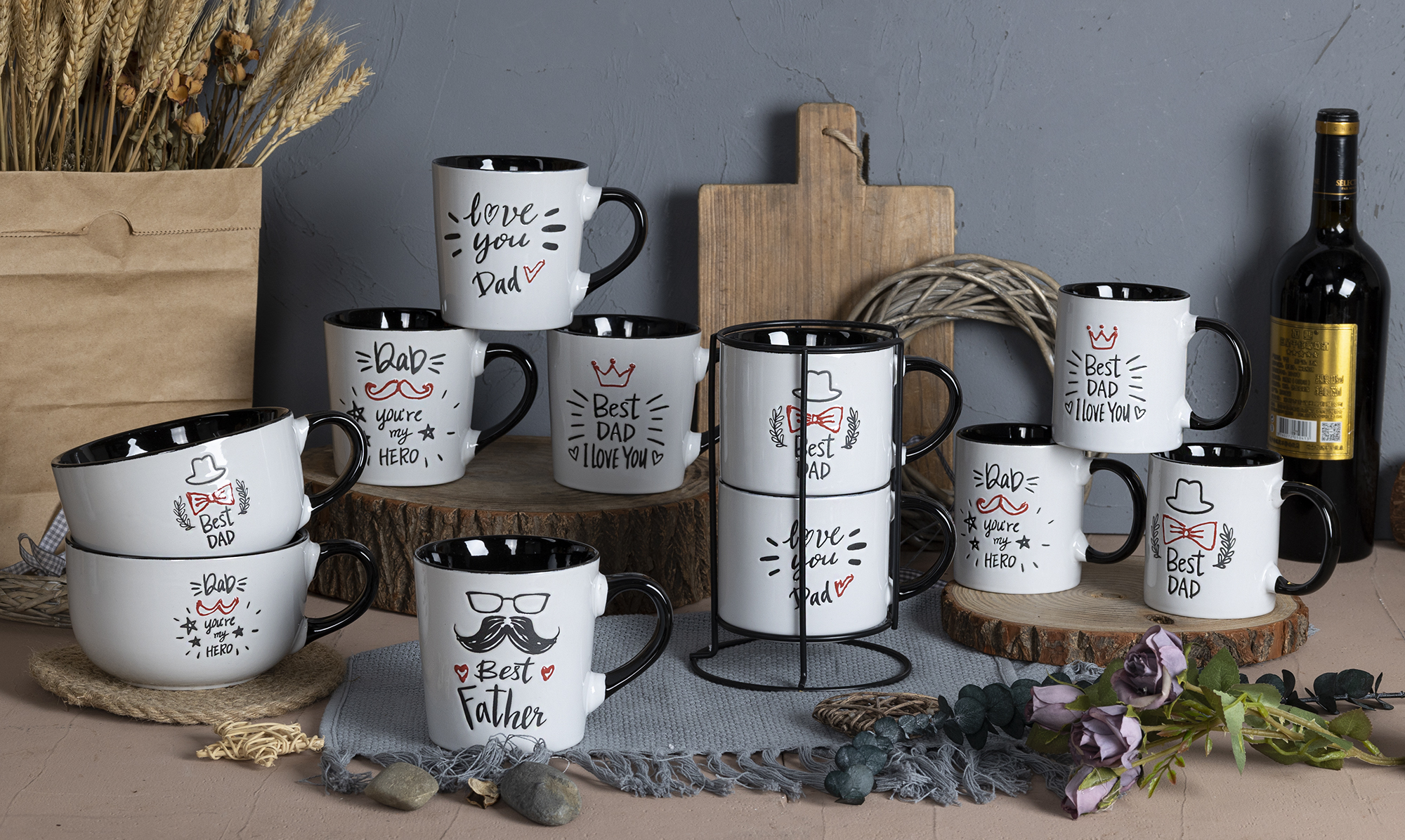 CHANGSHA HAPPY GO Father’s Day Stoneware Mug and Bowl Gift Set with Bold Typography for the Best Dad Ever |happygodinnerware.com