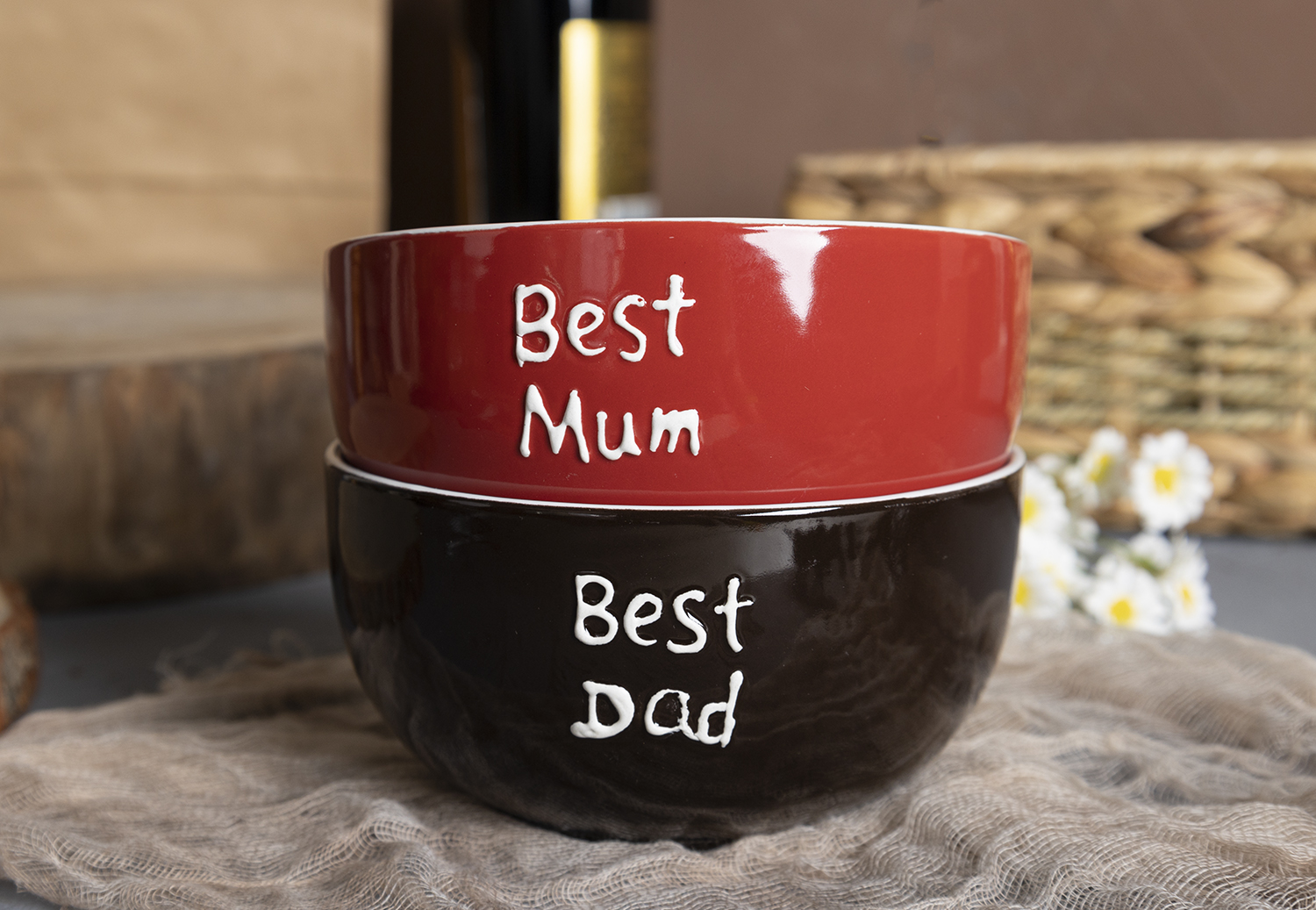 CHANGSHA HAPPY GO Home & Family Collection Stoneware Mug Gift Set with Raised Glaze Text for Mum, Dad, and Sweet Messages |happygodinnerware.com