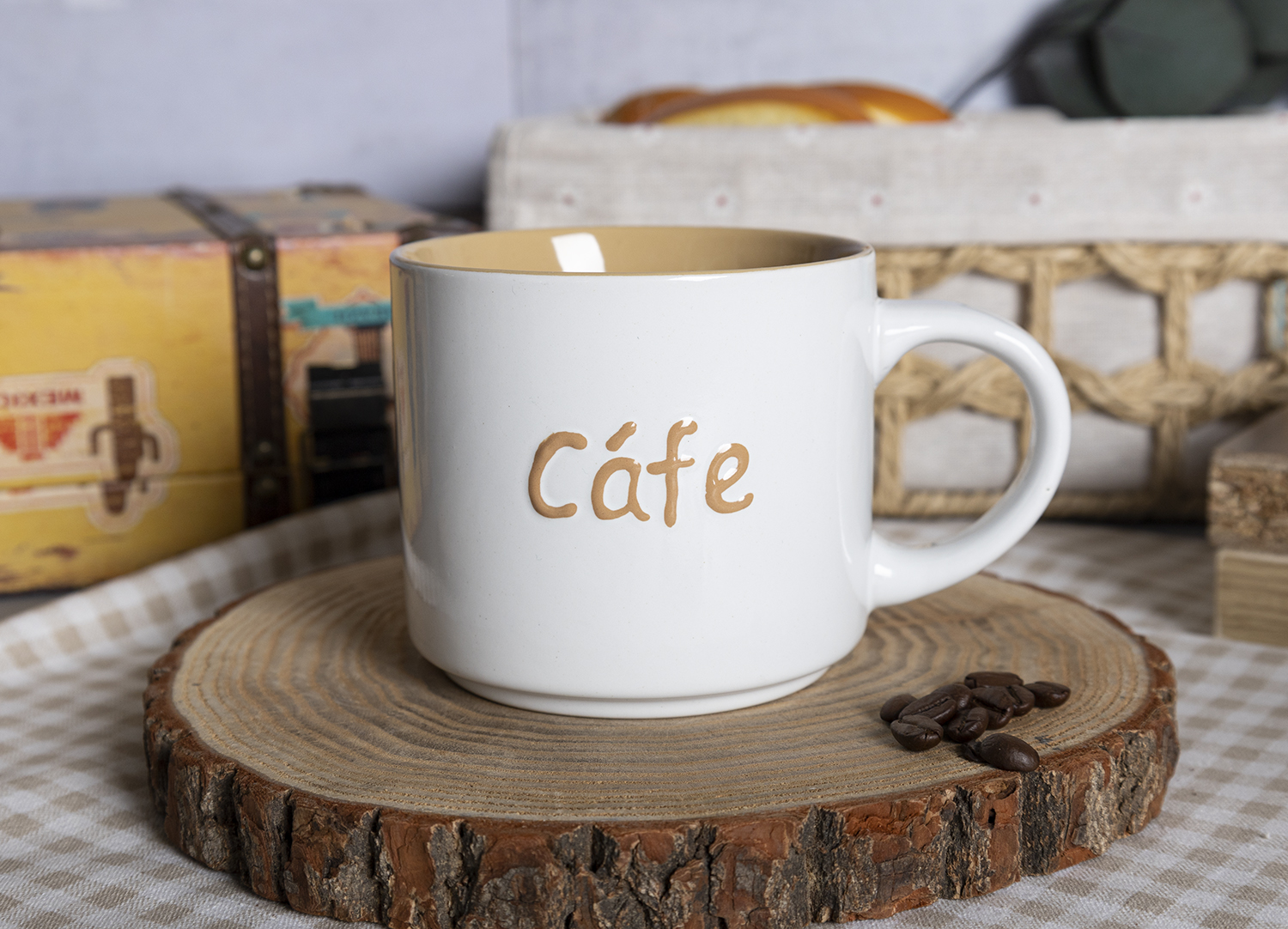 CHANGSHA HAPPY GO Stackable Stoneware Coffee Mug and Bowl Set with Café-Themed Embossed Glaze and Morning Quotes |happygodinnerware.com