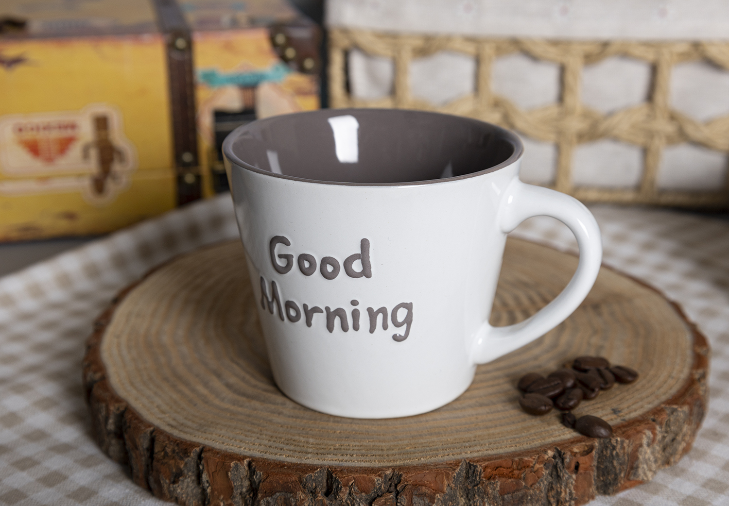 CHANGSHA HAPPY GO Stackable Stoneware Coffee Mug and Bowl Set with Café-Themed Embossed Glaze and Morning Quotes |happygodinnerware.com