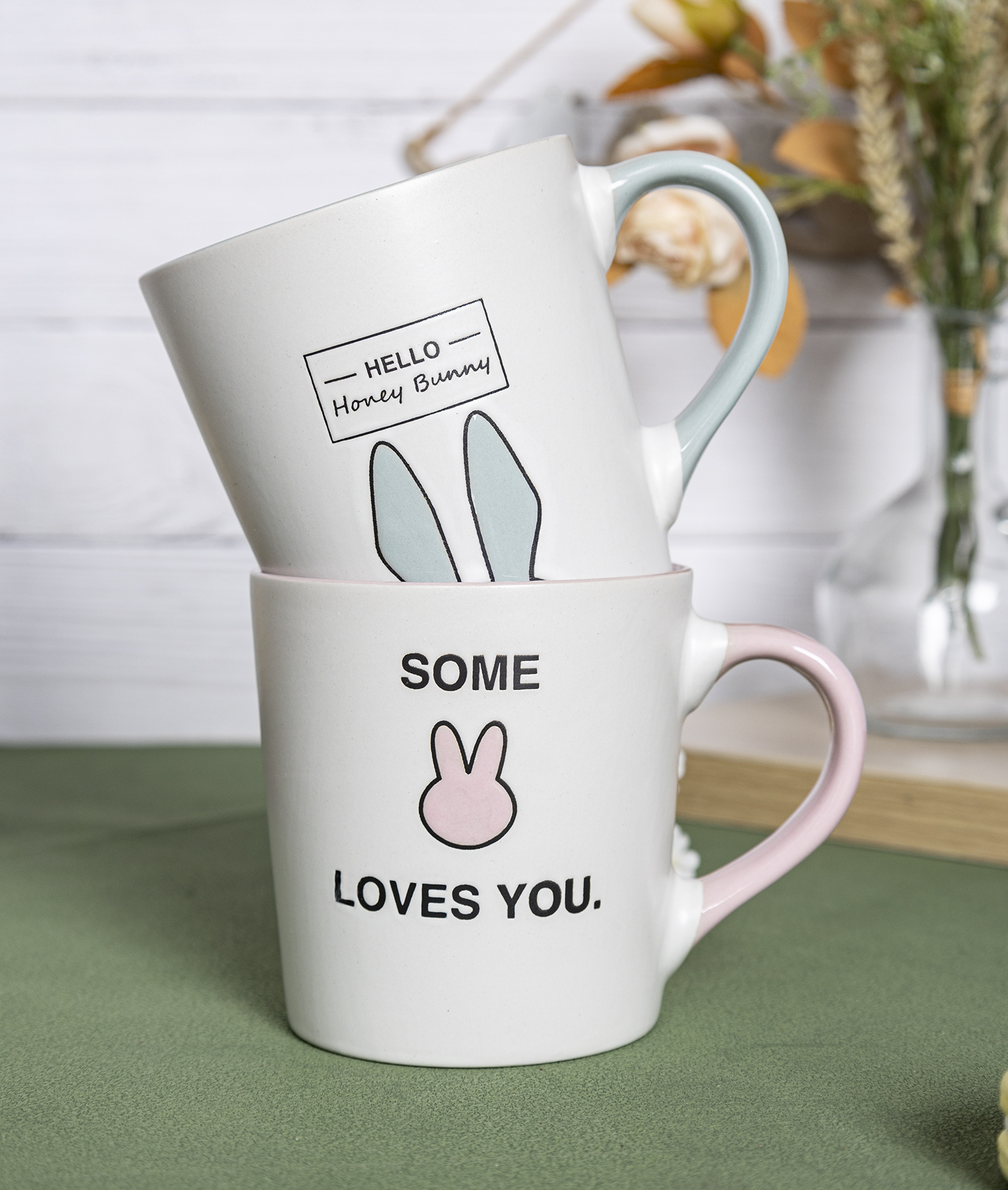 CHANGSHA HAPPY GO Cute Bunny-Themed Stoneware Mug and Bowl Set with Silkscreen Designs for Kids and Easter Gifting |happygodinnerware.com