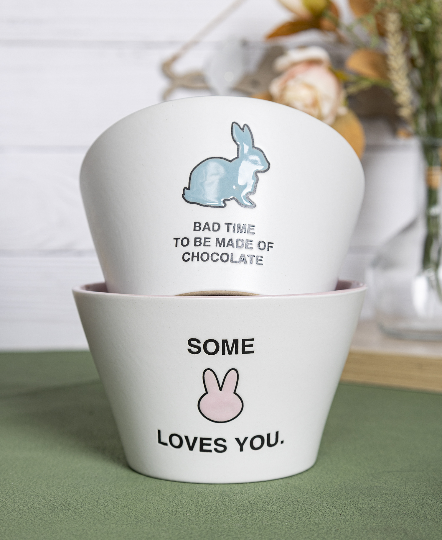 CHANGSHA HAPPY GO Cute Bunny-Themed Stoneware Mug and Bowl Set with Silkscreen Designs for Kids and Easter Gifting |happygodinnerware.com
