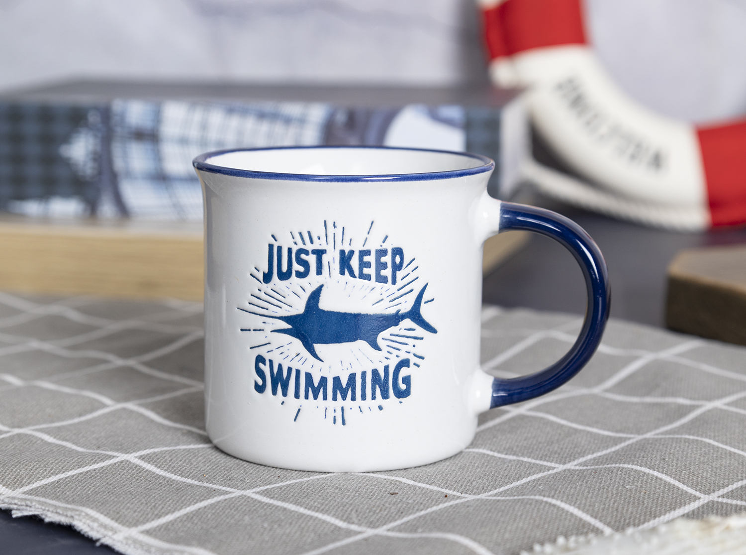 CHANGSHA HAPPY GO Nautical Theme Stoneware Mug and Bowl Set with Silkscreen Prints for Ocean Lovers and Beach House Decor |happygodinnerware.com