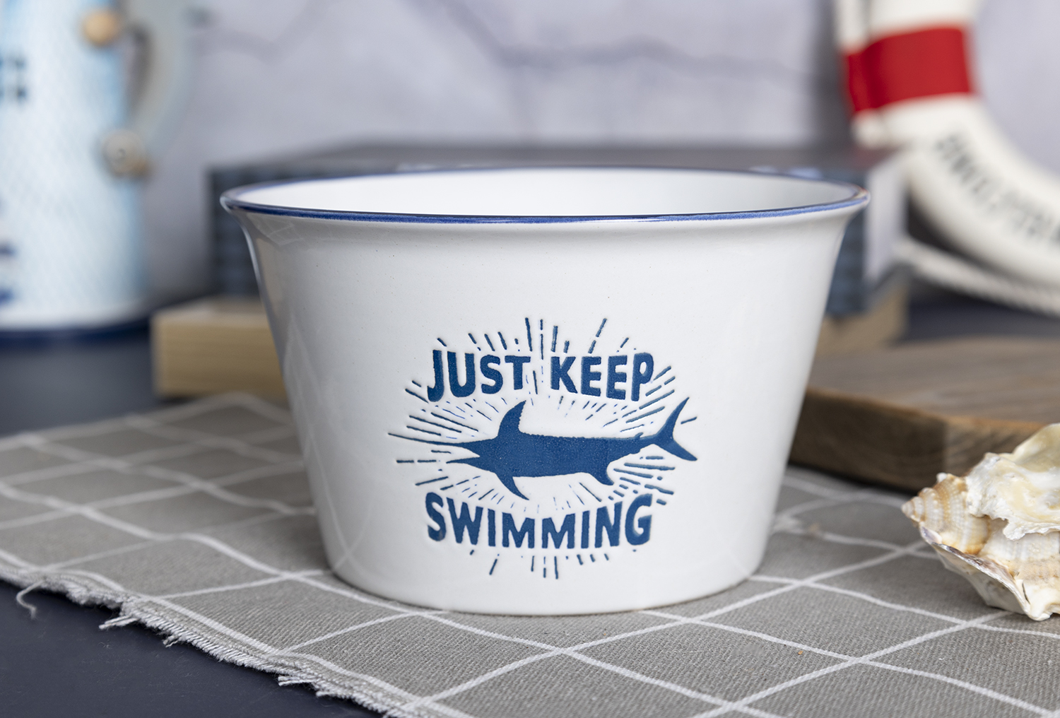 CHANGSHA HAPPY GO Nautical Theme Stoneware Mug and Bowl Set with Silkscreen Prints for Ocean Lovers and Beach House Decor |happygodinnerware.com