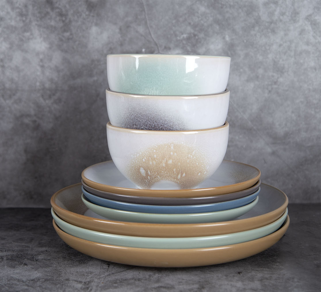 CHANGSHA HAPPY GO Moonlight Dual Reactive Glaze Ceramic Tableware Set|Dopamine Series Ceramics|happygodinnerware.com