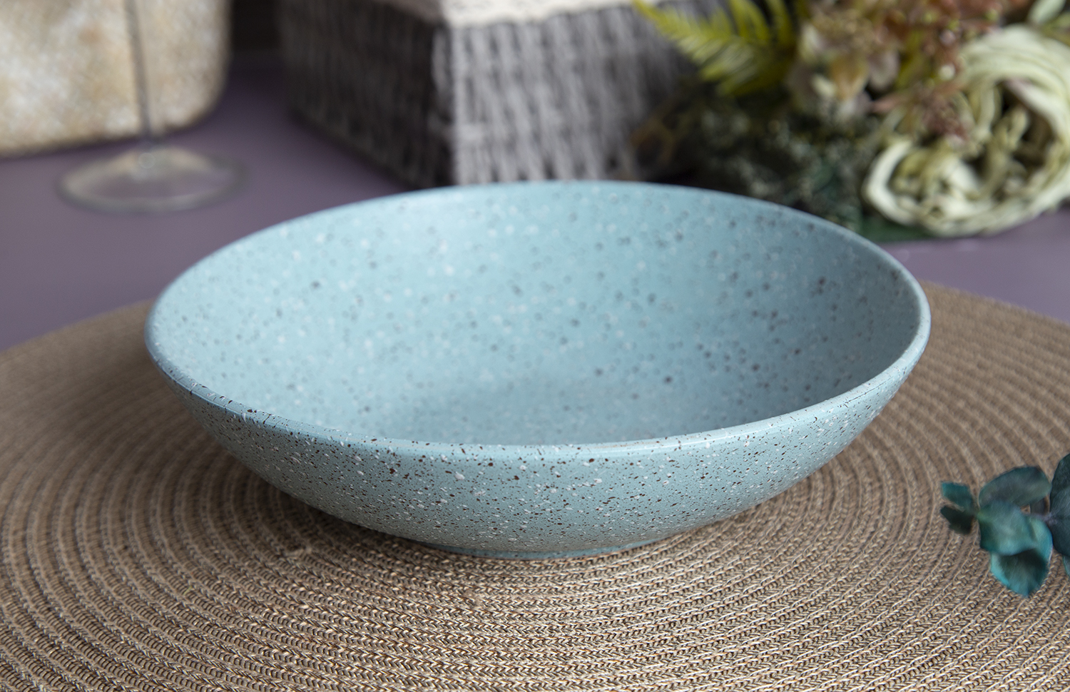 CHANGSHA HAPPY GO Speckled Matte Glaze Stoneware Dinnerware Set – Rustic Blue Ceramic Plates, Bowls, and Mug for Everyday Use |happygodinnerware.com