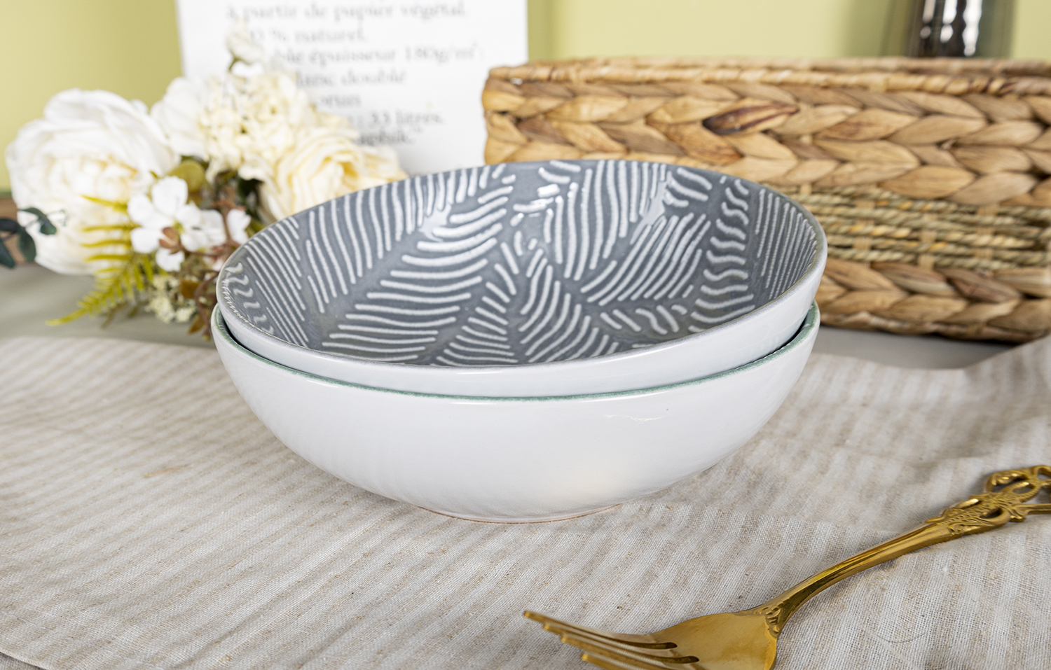 CHANGSHA HAPPY GO  Colorful Embossed Stoneware Dinnerware Set with Leaf Vein Pattern in Red, Yellow, Green and Grey |Dopamine Series Ceramics|happygodinnerware.com