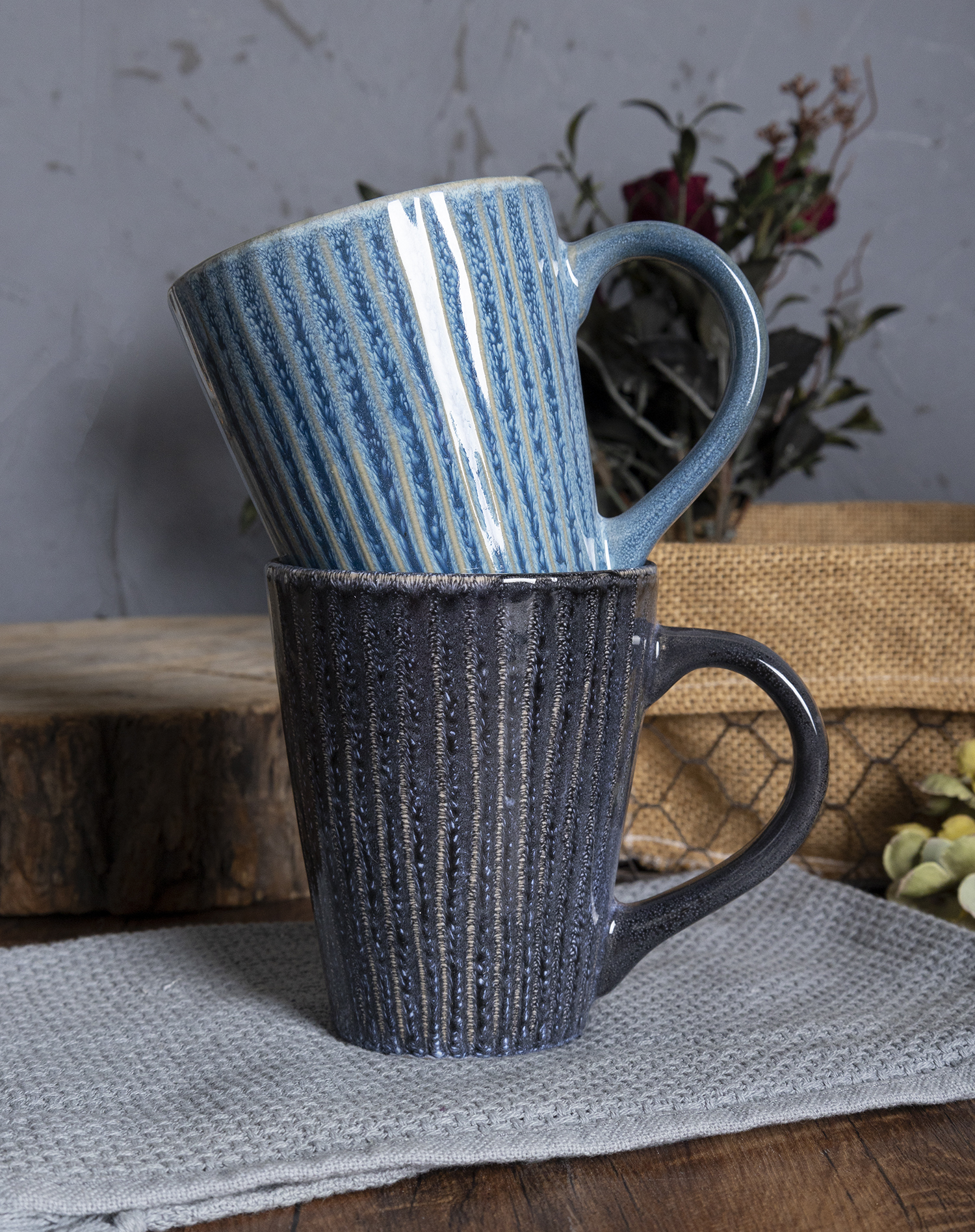 CHANGSHA HAPPY GO ColorWeave Reactive Glaze Stoneware Set – Ribbed Embossed Ceramic Dinnerware in Vibrant Artisan Colors|happygodinnerware.com