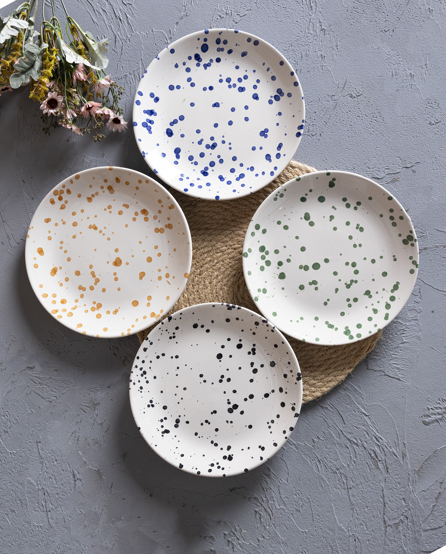 CHANGSHA HAPPY GO SpecklePop Stoneware Dinnerware Set – Modern Splatter Glazed Ceramic Plates, Bowls and Mugs in Playful Colors|happygodinnerware.com