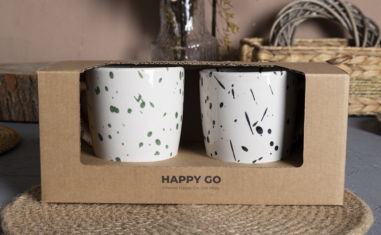 CHANGSHA HAPPY GO SpecklePop Stoneware Dinnerware Set – Modern Splatter Glazed Ceramic Plates, Bowls and Mugs in Playful Colors|happygodinnerware.com