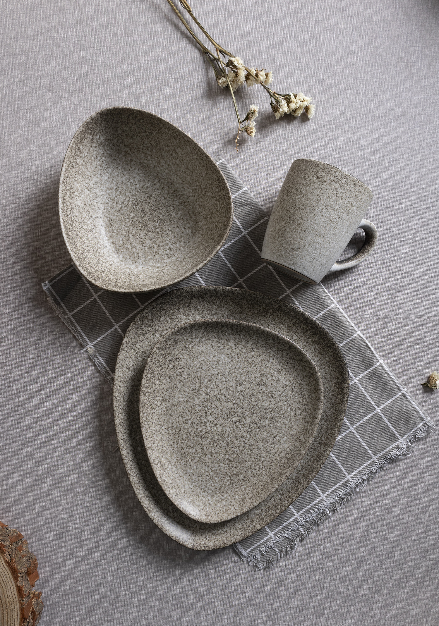 CHANGSHA HAPPY GO Stoneveil Reactive Glaze Stoneware Set – Wabi-Sabi Inspired Dinnerware in Earth Tones and Matte Texture|happygodinnerware.com