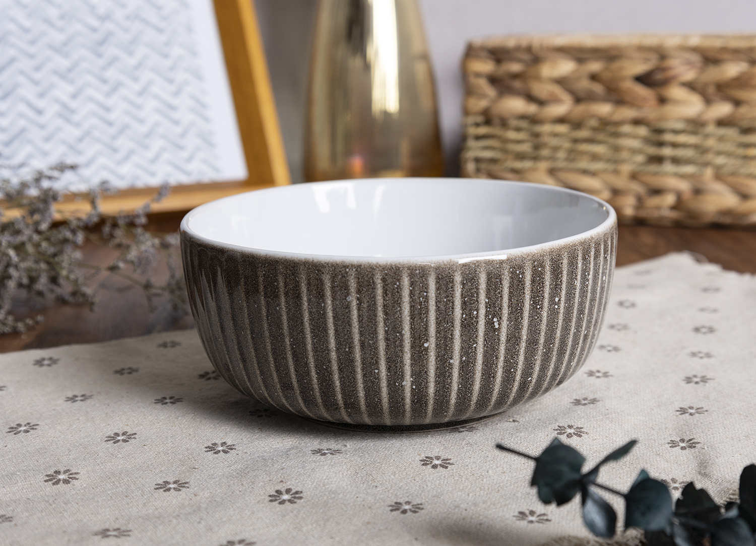 CHANGSHA HAPPY GO RidgeWave Reactive Glaze Stoneware Set – Embossed Ribbed Dinnerware in Deep Artisan Tones|happygodinnerware.com