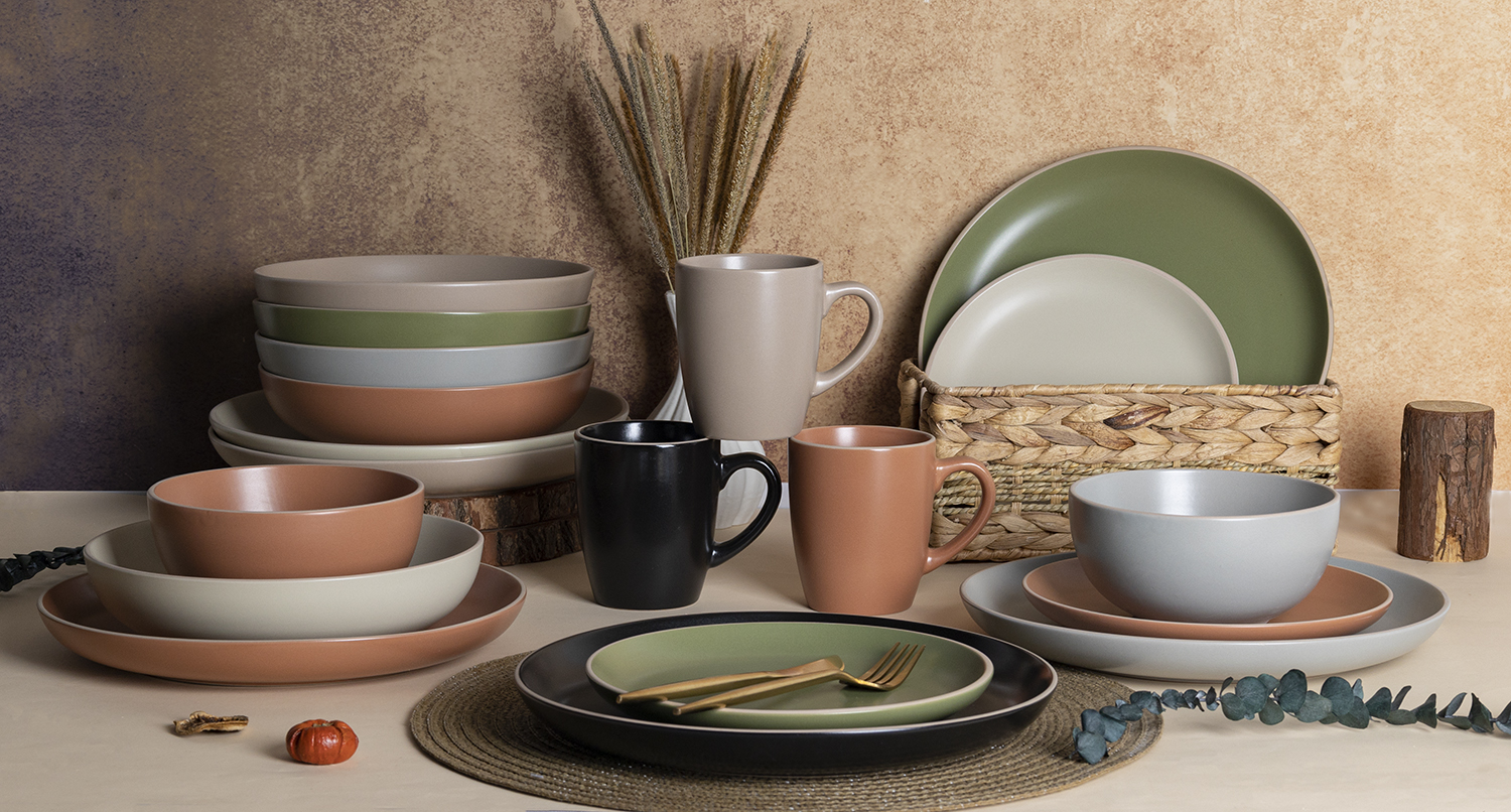 CHANGSHA HAPPY GO TerraEase Matte Glaze Stoneware Set – Earth-Toned Ceramic Dinnerware in Soft Minimalist Finish|happygodinnerware.com