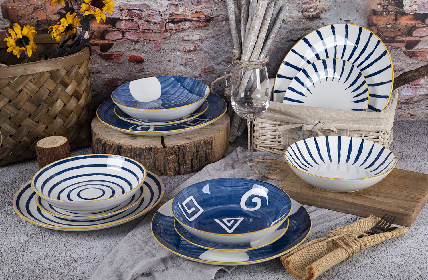 CHANGSHA HAPPY GO Indigo Rhythm – Printed Porcelain Dinnerware Set | happygodinnerware.com
