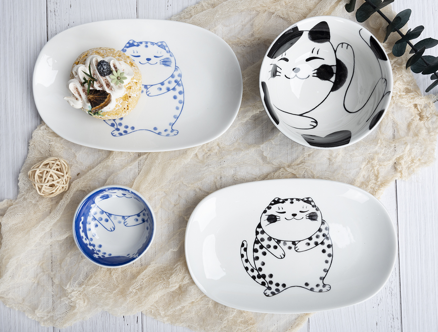 CHANGSHA HAPPY GO Colorful Country Style Printed White Porcelain Dinnerware Set with Pastoral Flower and Stripe Designs  |happygodinnerware.com