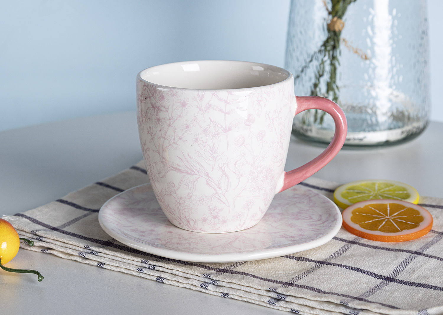 CHANGSHA HAPPY GO Floral Ceramic Cup and Saucer Set – Colorful Tea & Coffee Mug Gift Set with Pastel Flower Pattern|happygodinnerware.com
