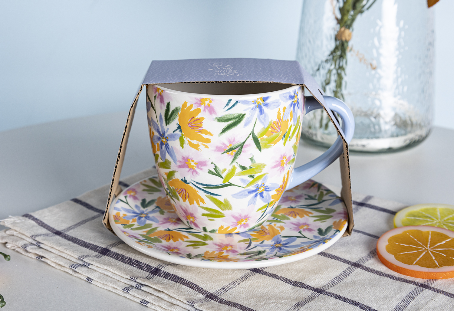 CHANGSHA HAPPY GO Floral Ceramic Cup and Saucer Set – Colorful Tea & Coffee Mug Gift Set with Pastel Flower Pattern|happygodinnerware.com