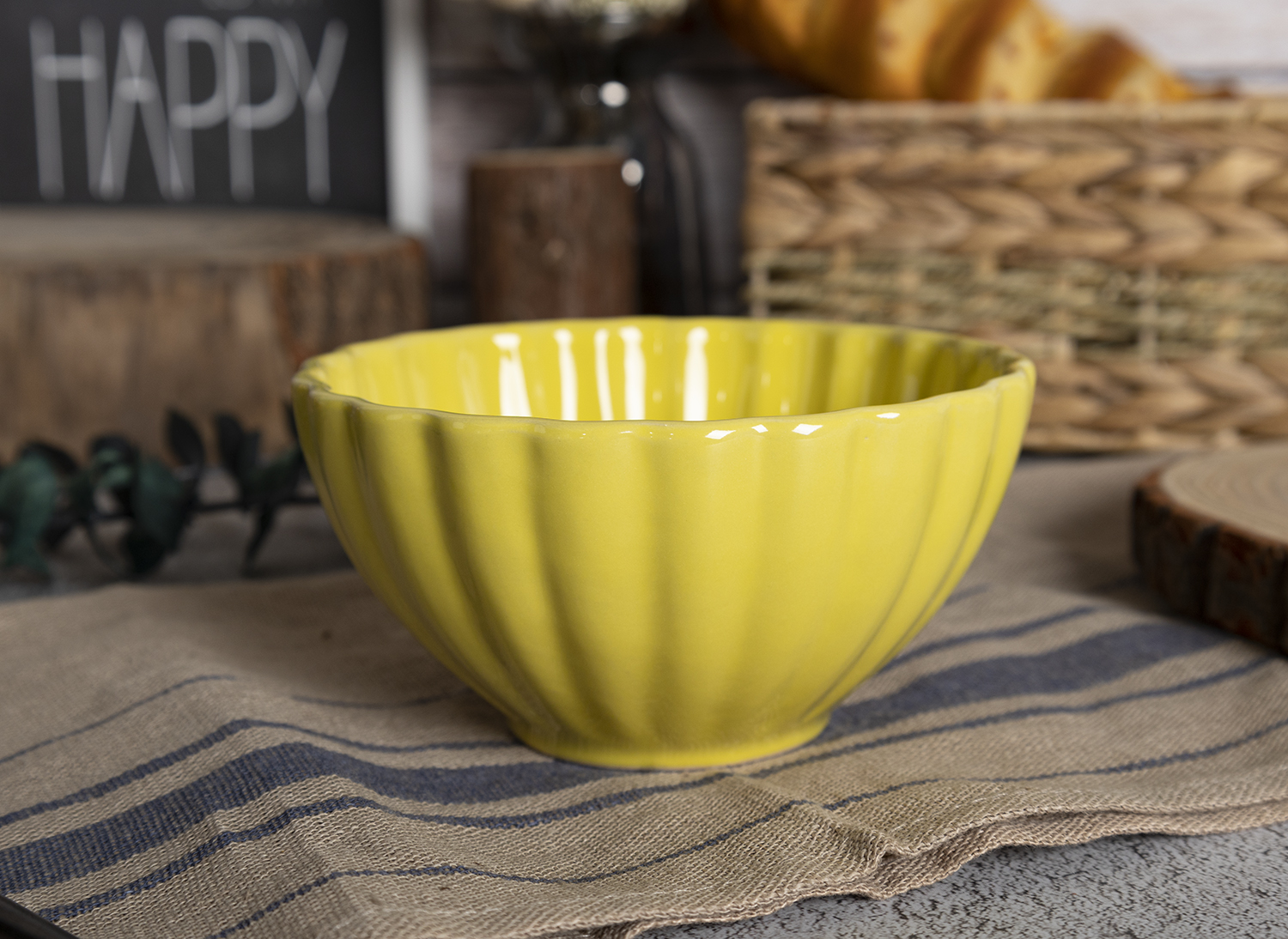 CHANGSHA HAPPY GO  Vintage Farmhouse Stoneware Tableware Set with Ribbed Embossed Design in Fall Colors |happygodinnerware.com