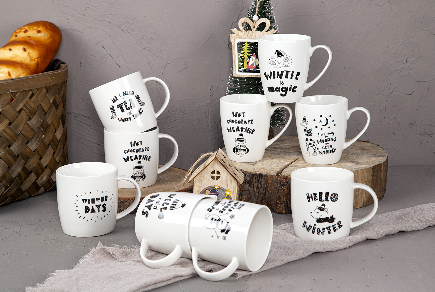 CHANGSHA HAPPY GO Christmas Themed New Bone China Mugs with Decals | happygodinnerware.com