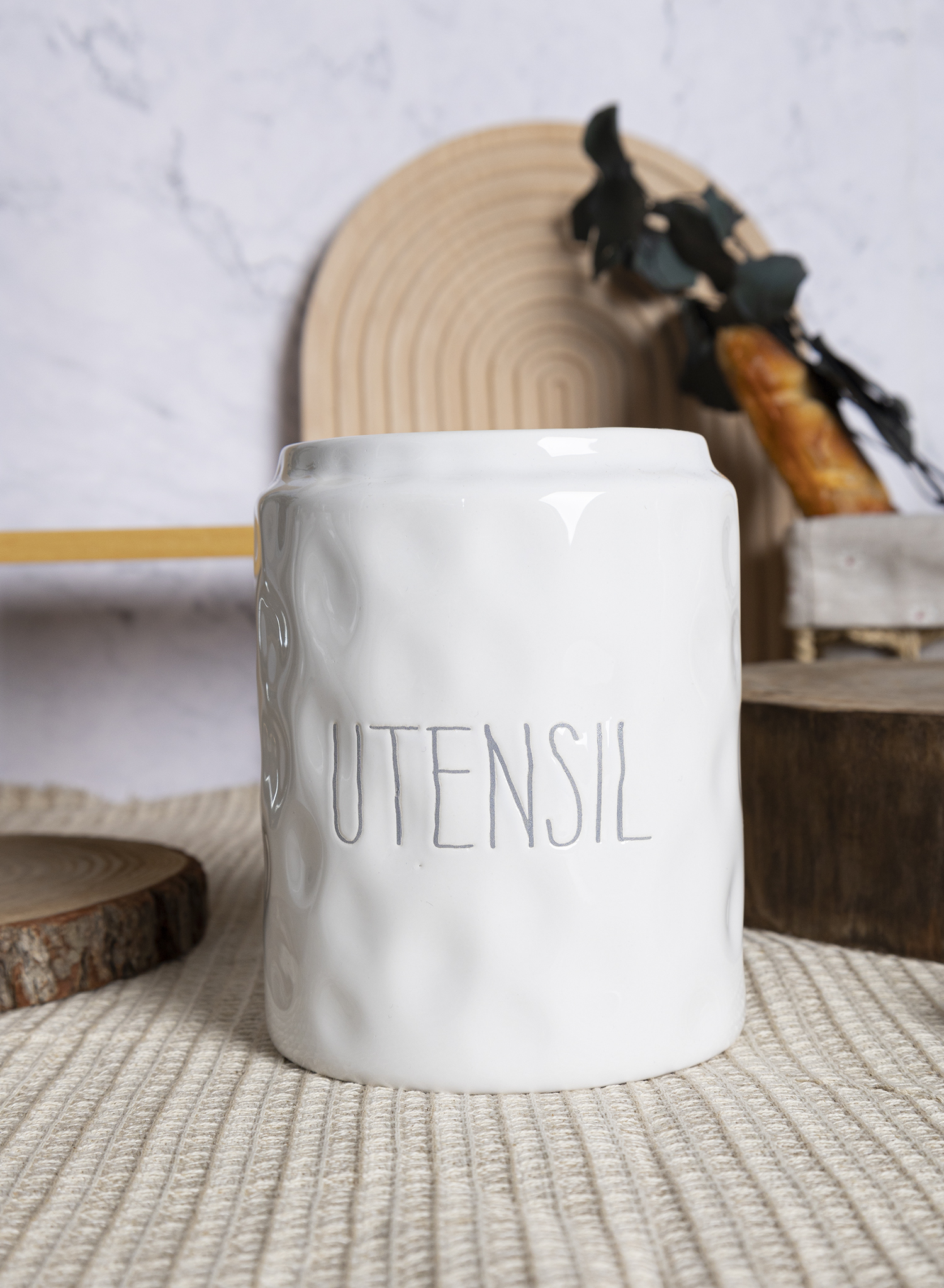 CHANGSHA HAPPY GO White Embossed Ceramic Kitchen Jar Collection with Script Lettering and Red Heart Decor Accents |happygodinnerware.com